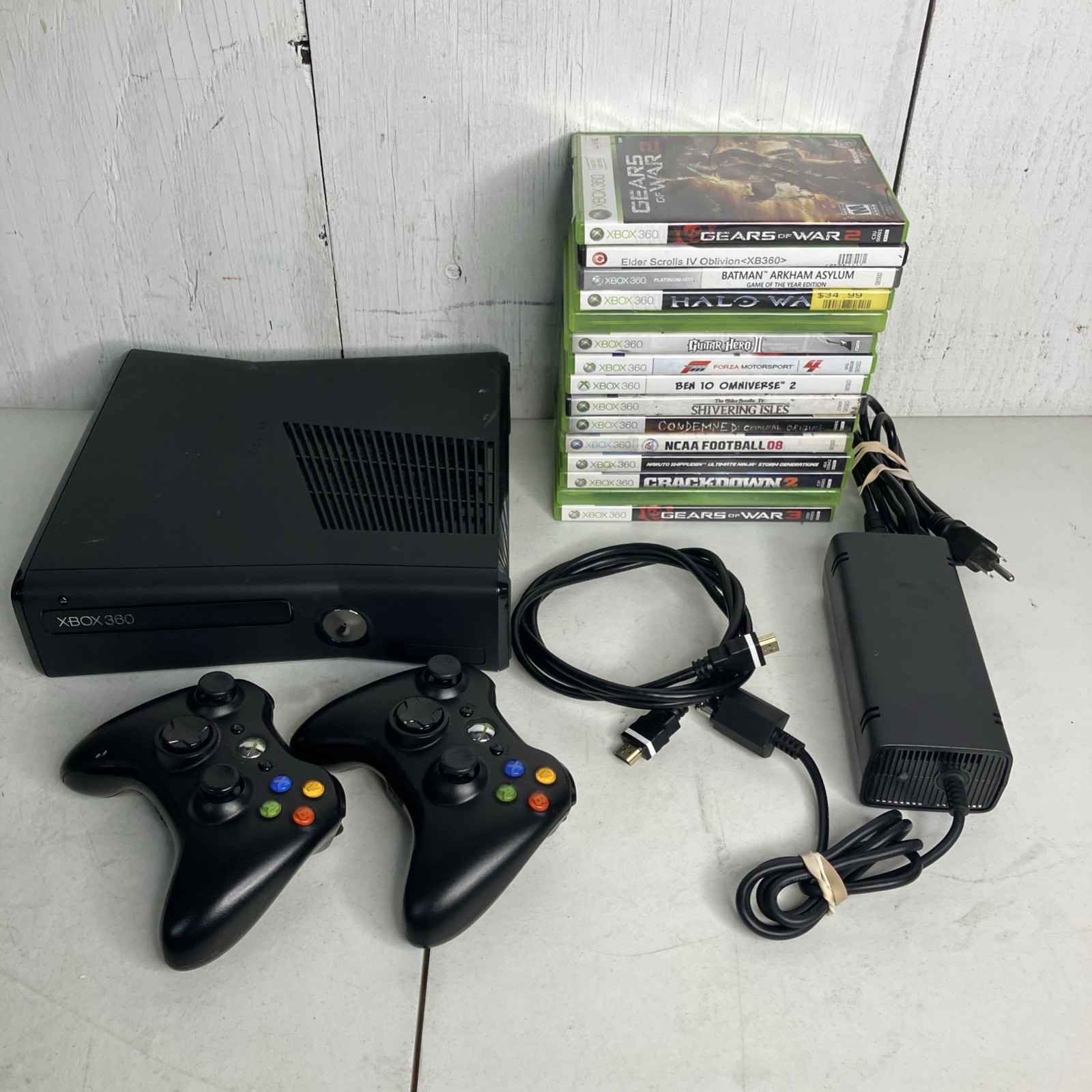 Xbox 360 S Slim Bundle 1439 Console 250GB 15 Games GTA 4 NARUTO OBLIVION GEARS