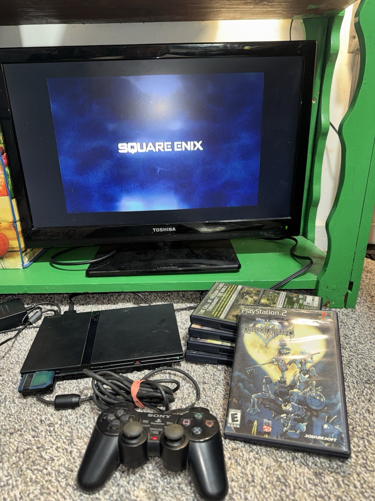 Sony PlayStation 2 Bundle 8mb Card 4 Mystery Games And Kingdom Hearts/Controller