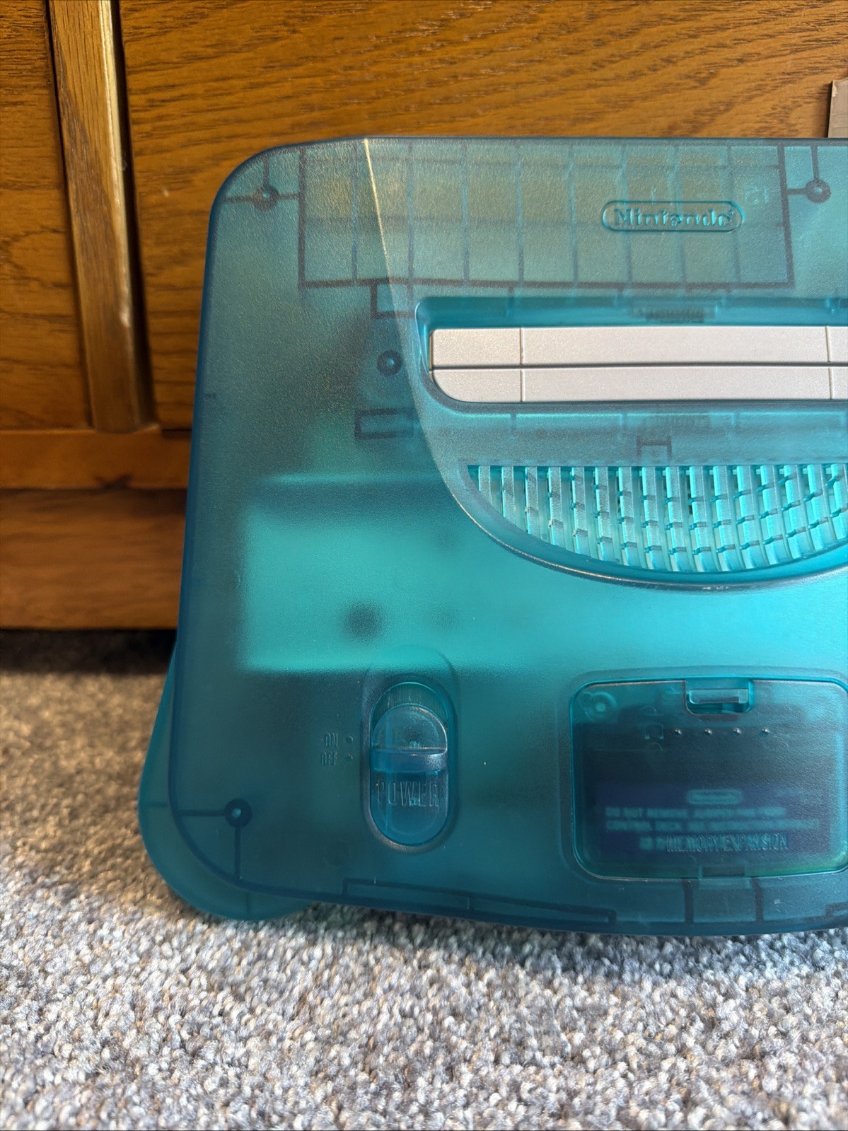 Nintendo 64 N64 Ice Blue Clear Console W/4 Controllers And Mario Tennis