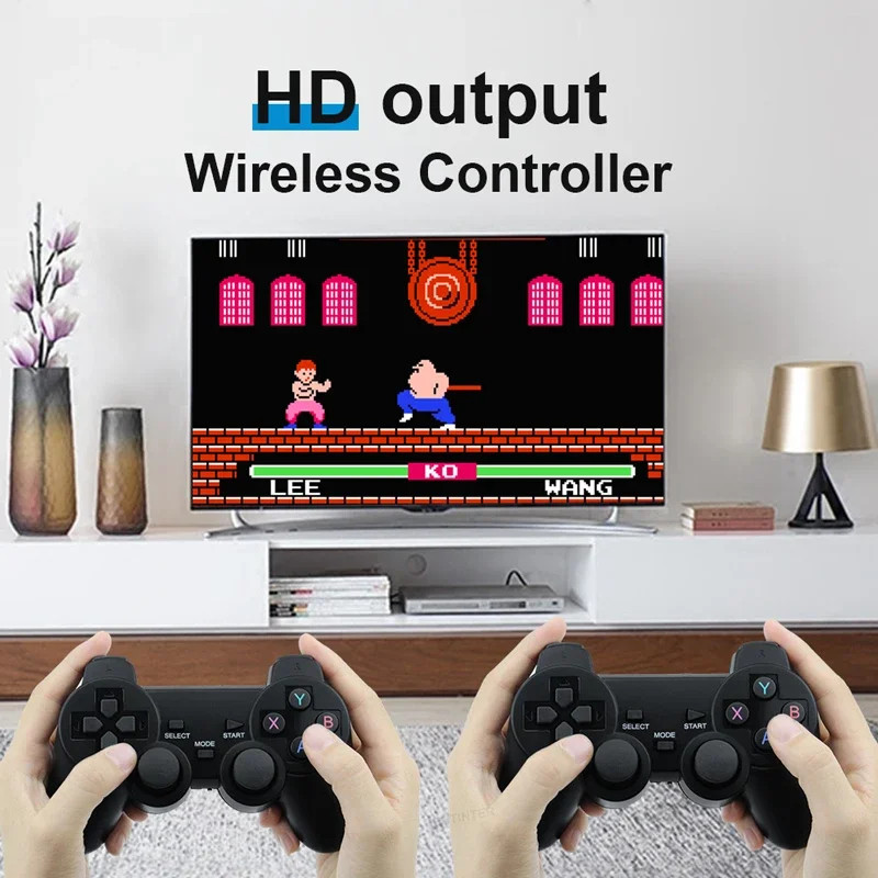 M8 4K Mini Game Stick,40000 Built-in Games with Twin 2.4G Wireless Controllers