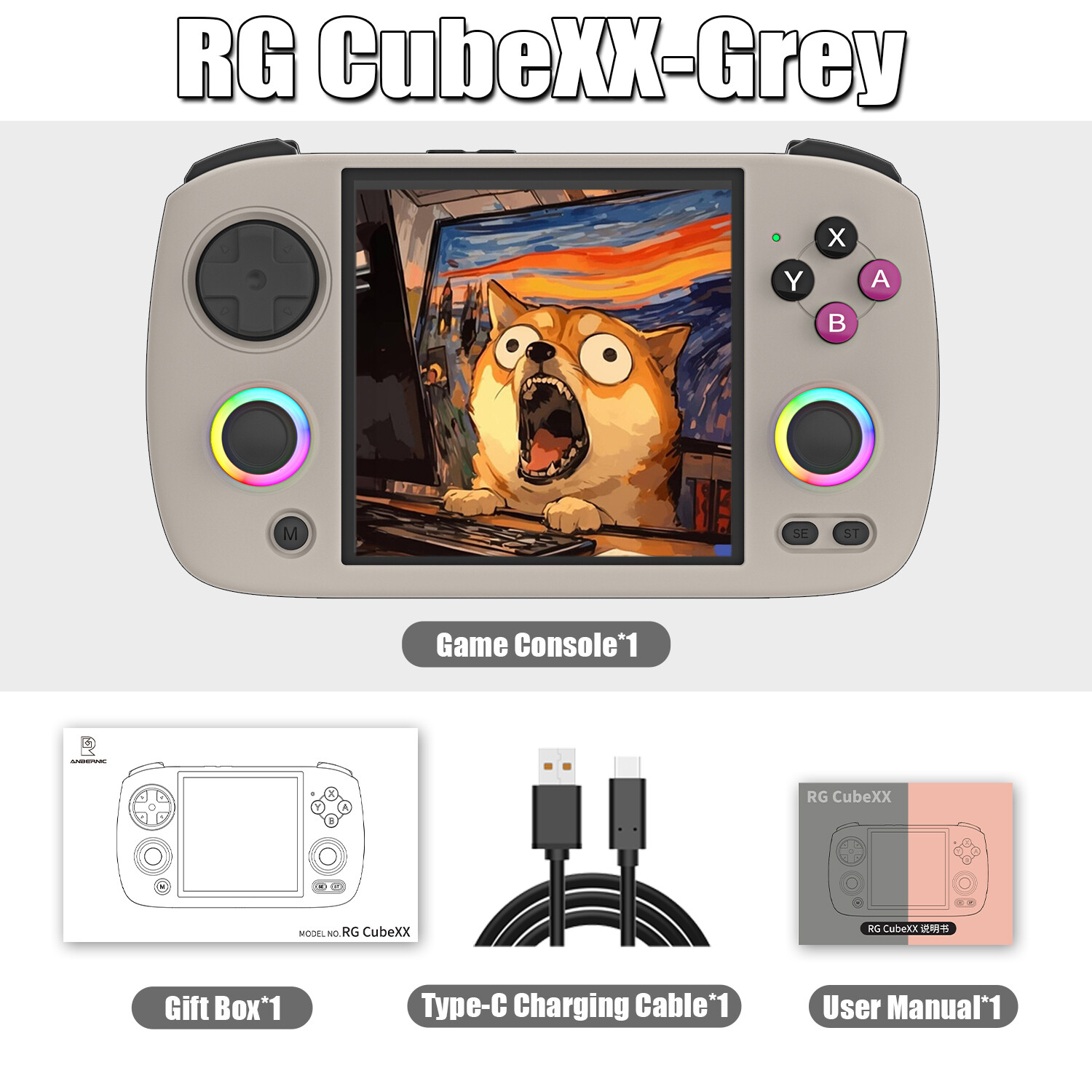 RG CubeXX Handheld Game Console 3.95′ 720*720 IPS OCA 1:1 H700