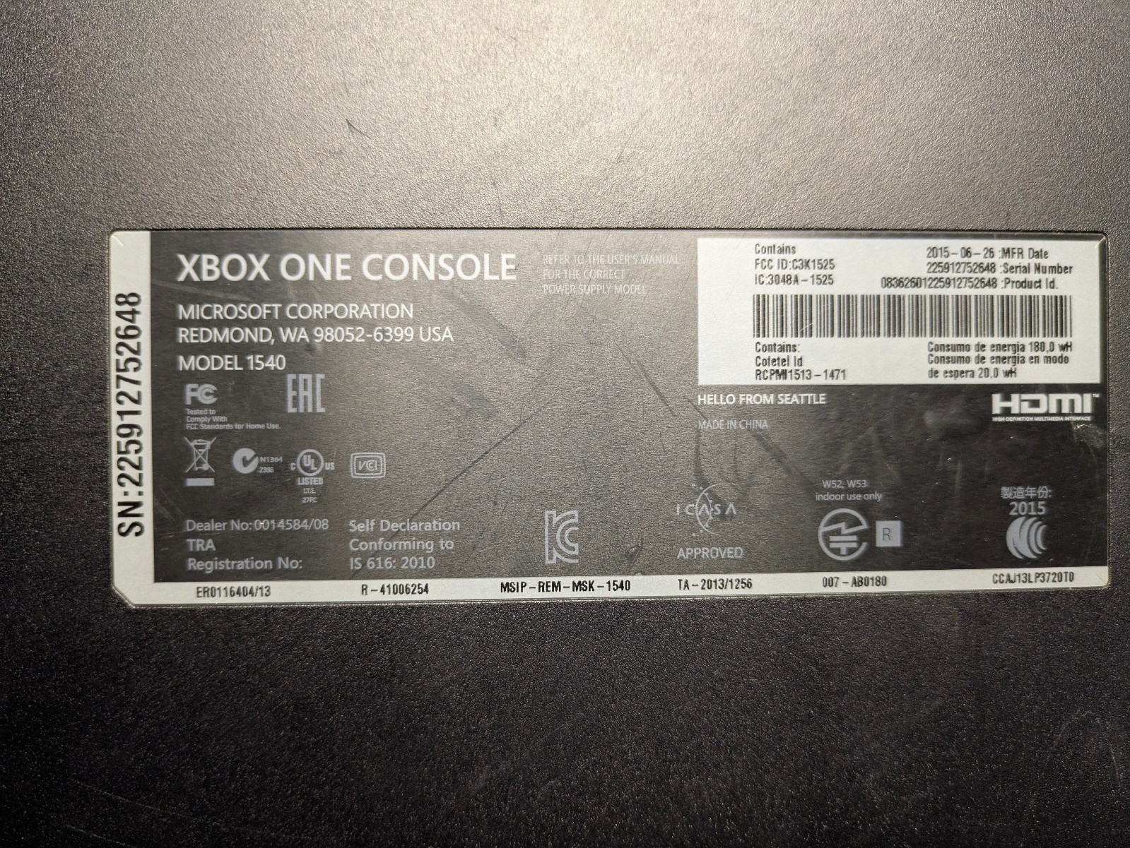 Microsoft Xbox One 1540 500GB Console Tested and WORKING
