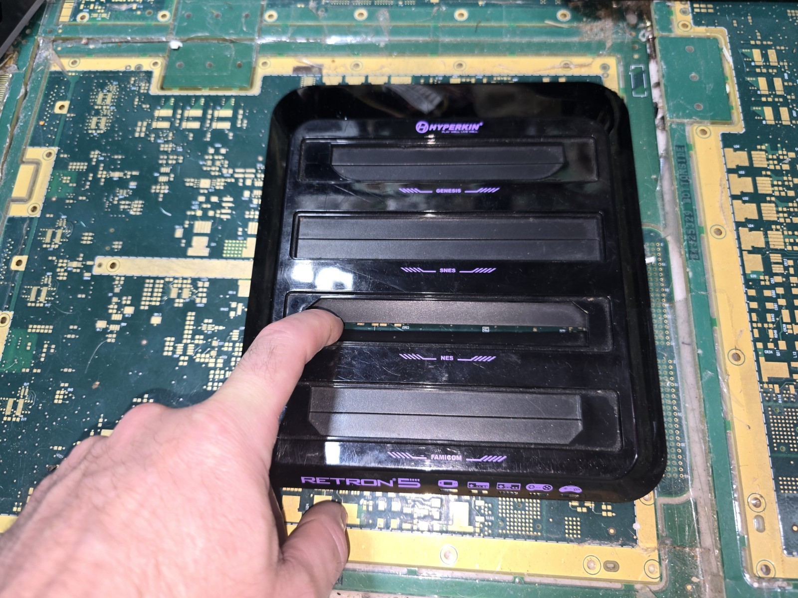 Hyperkin Retron 5 Top Cartridge Slot Cover w/Flaps & Springs ONLY-Good-READ ALL
