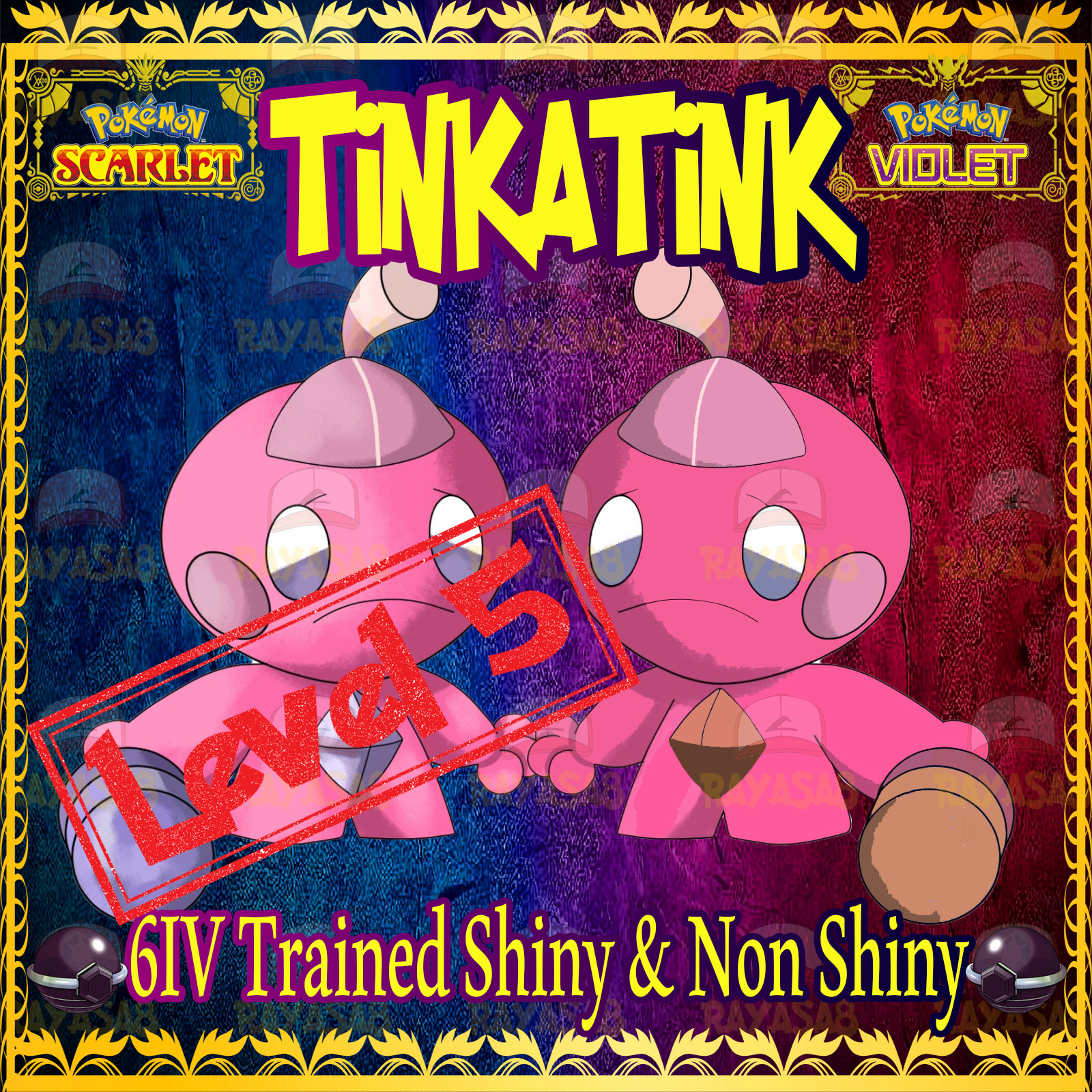 Pokemon Scarlet & Violet Tinkatink 6IV Shiny & Non Shiny Best Stats Home Level 5