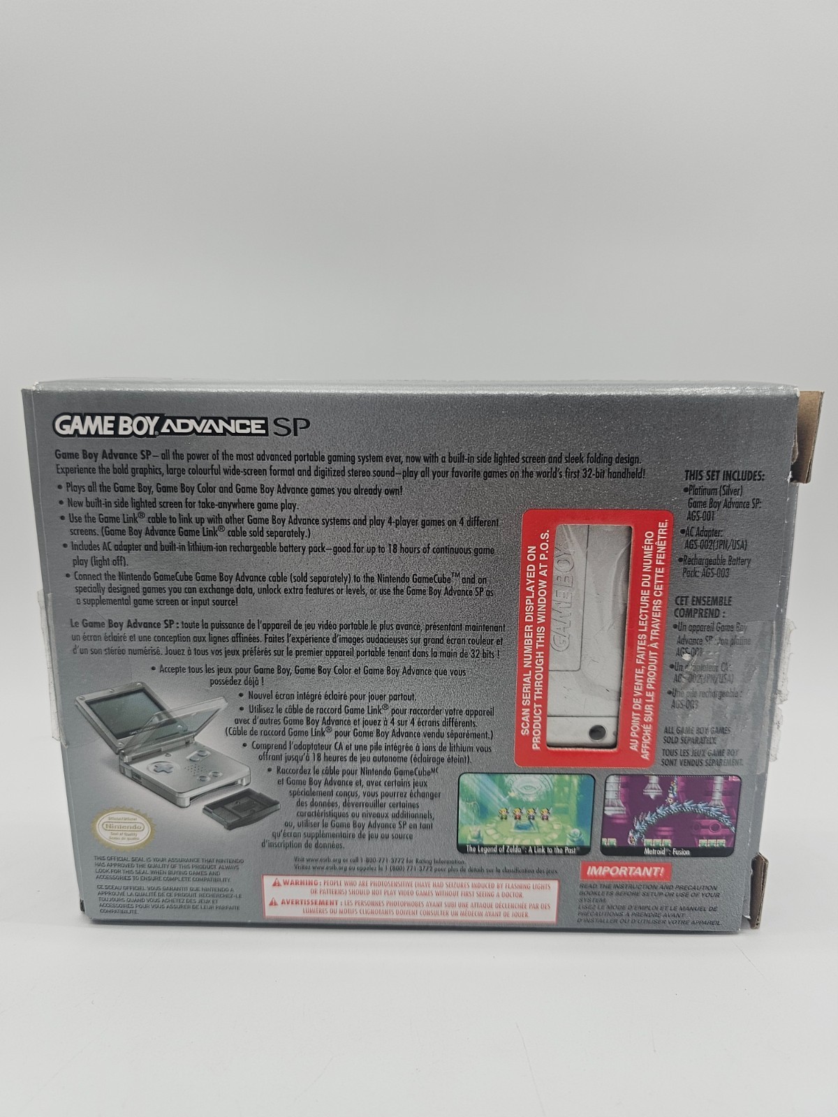 Nintendo Game Boy Advance SP Handheld System – Silver CIB Very Clean!