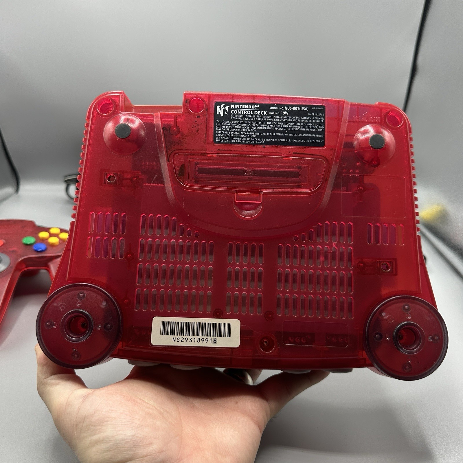 N64 Watermelon Red Funtastic Console Tested Working USA W CONTROLLER