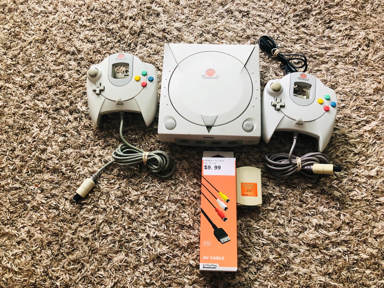 Sega Dreamcast Console System HKT-3020 With 2 Controllers & Memory Card TESTED4!