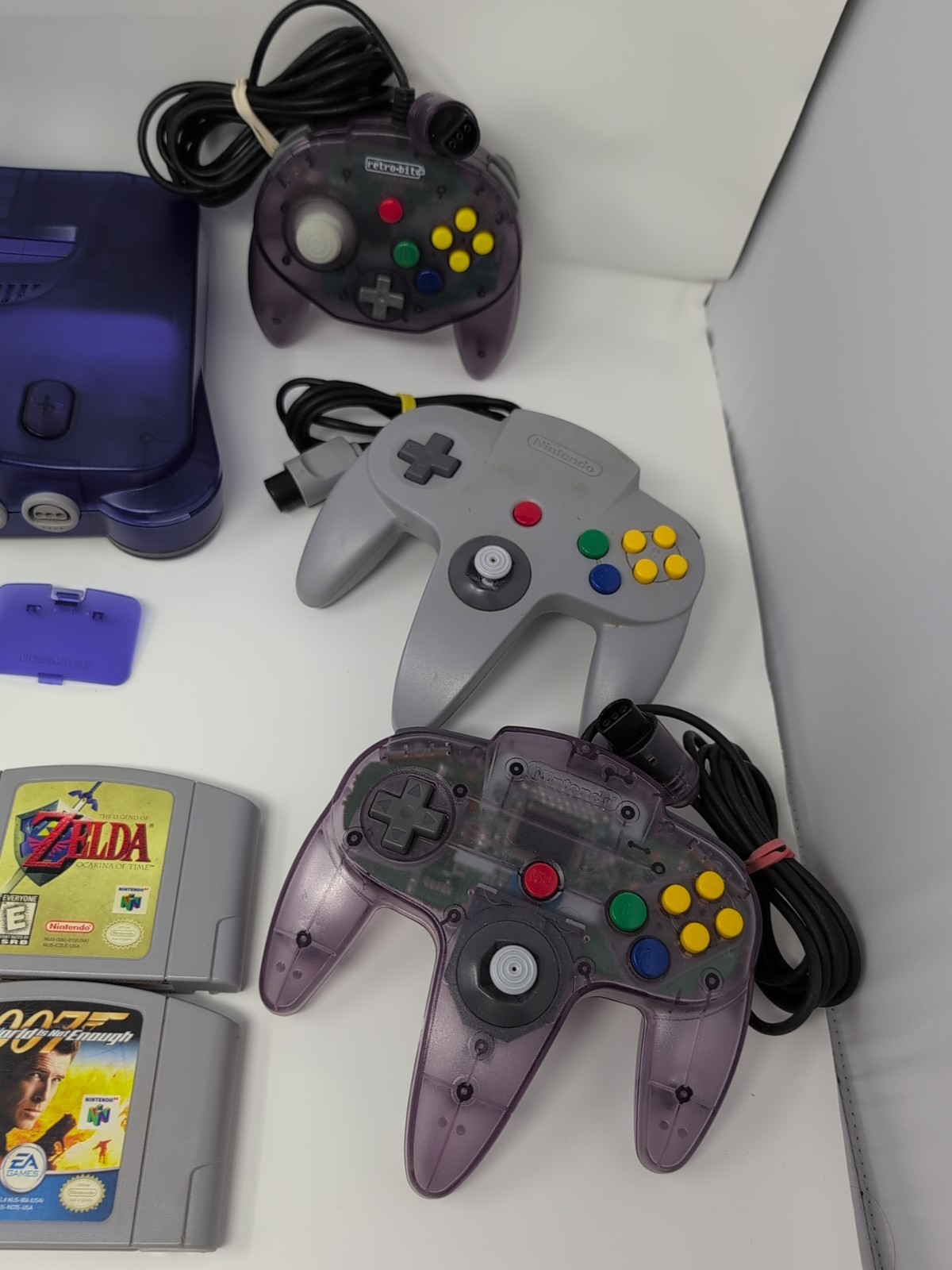 Nintendo 64 Funtastic Grape Console Lot 6 Games 3 Ctrls Exp & Ctrl Pak Gameshark
