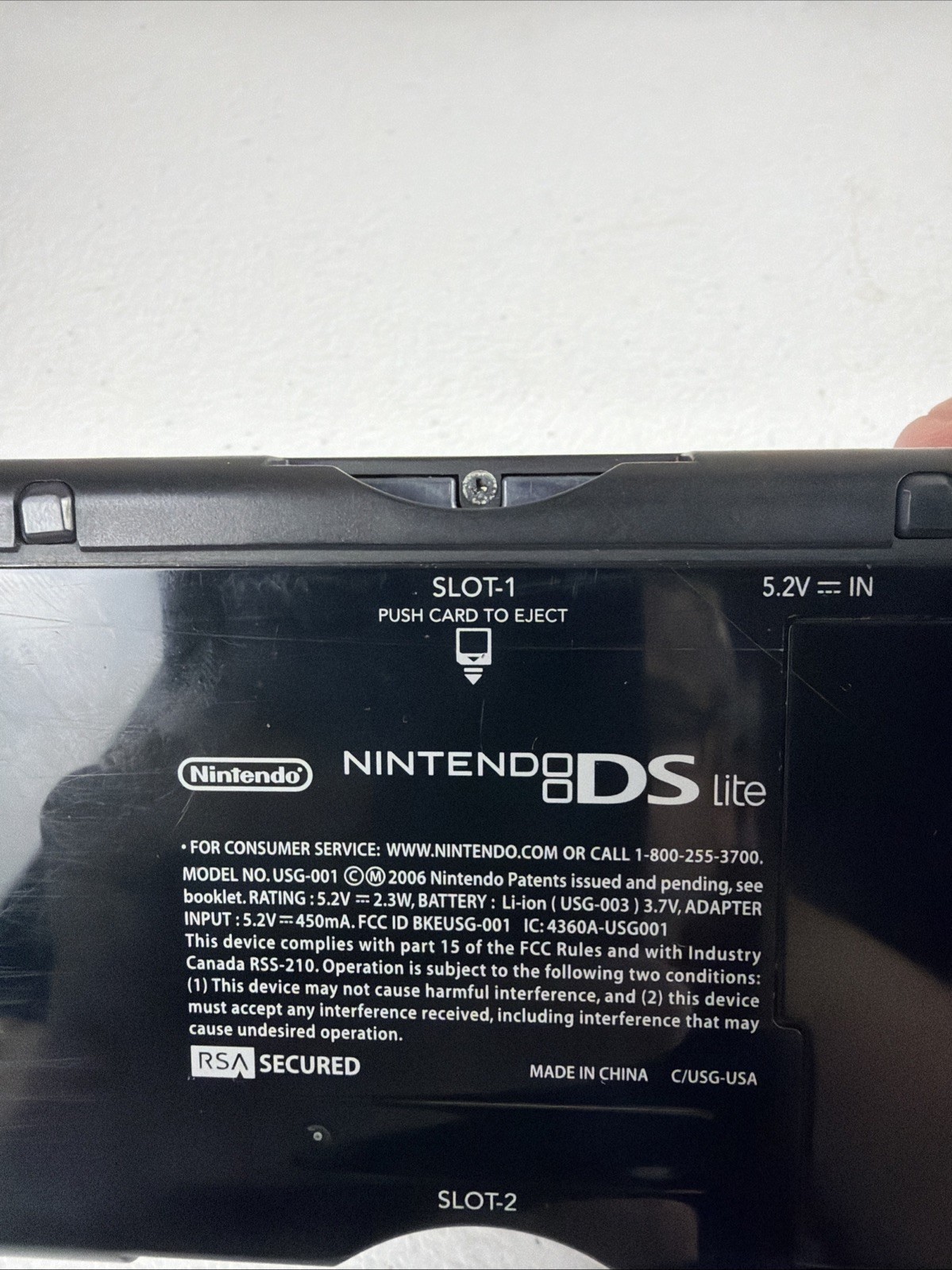 Nintendo DS Lite Onyx Black USG-001 Console Only No Charger Or Stylus Tested