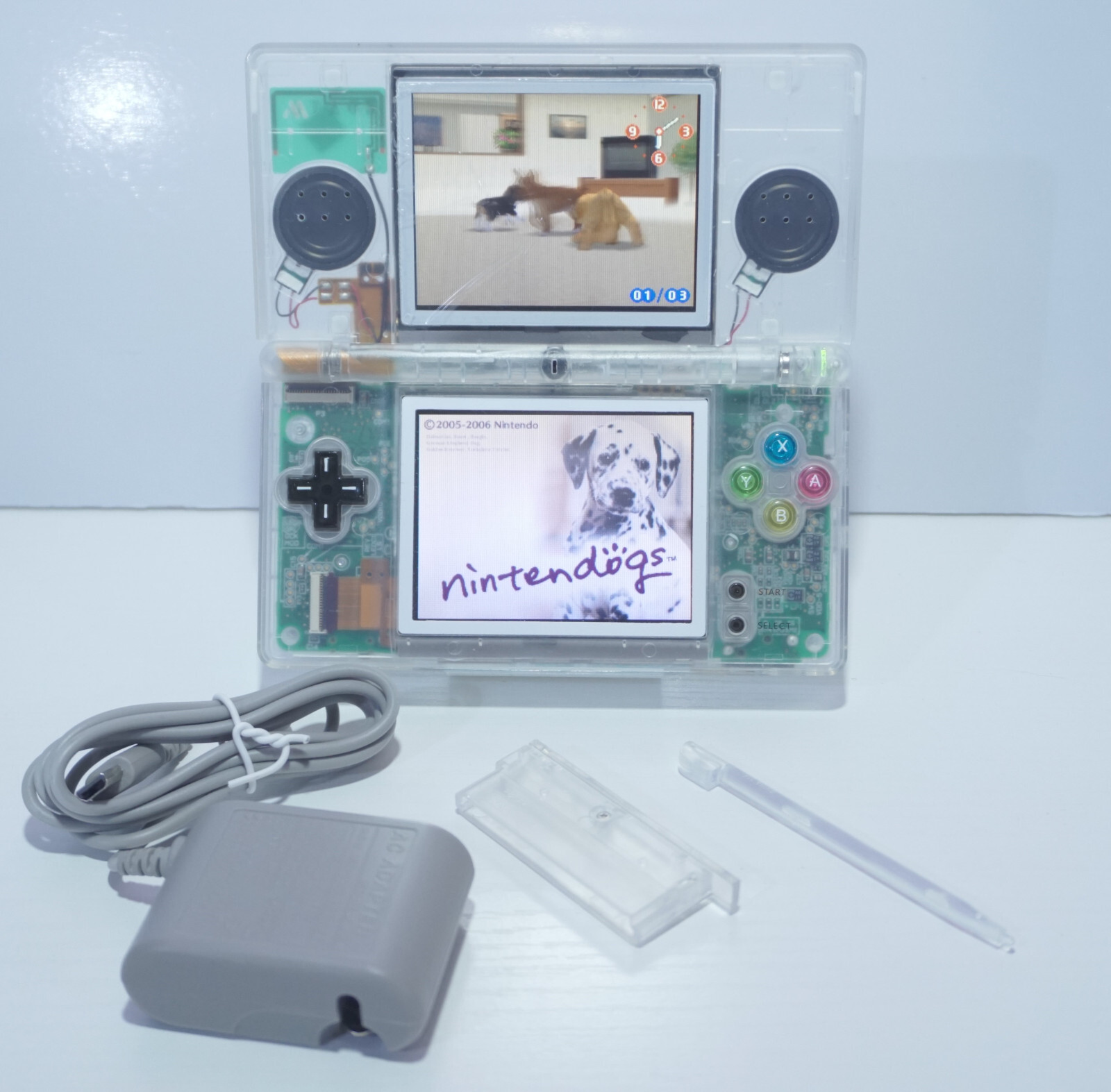 Nintendo DS Lite Transparent Clear Handheld Game System with SNES Buttons