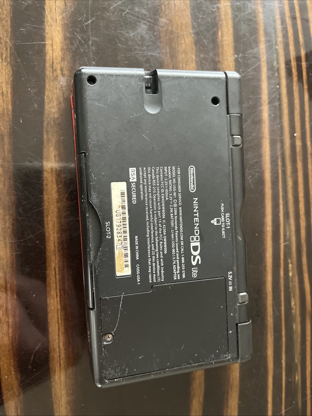 Nintendo DS Lite Console Red Black Broken For Parts Or Repair Only