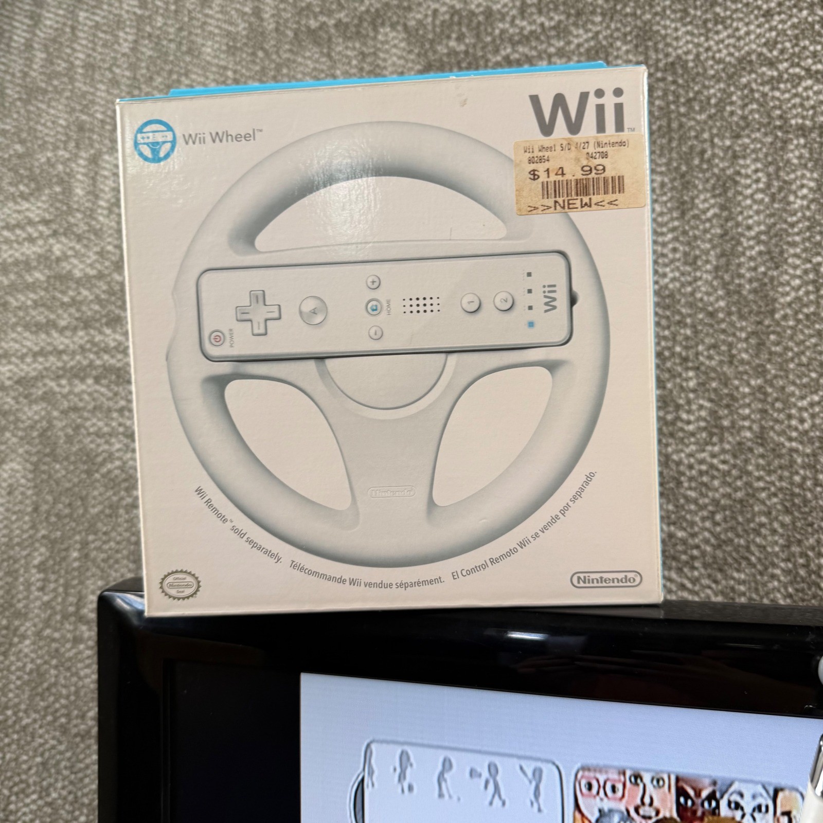 Nintendo Wii RVL-001 Console Bundle White Sports Accessories 7 Games Wii Wheel