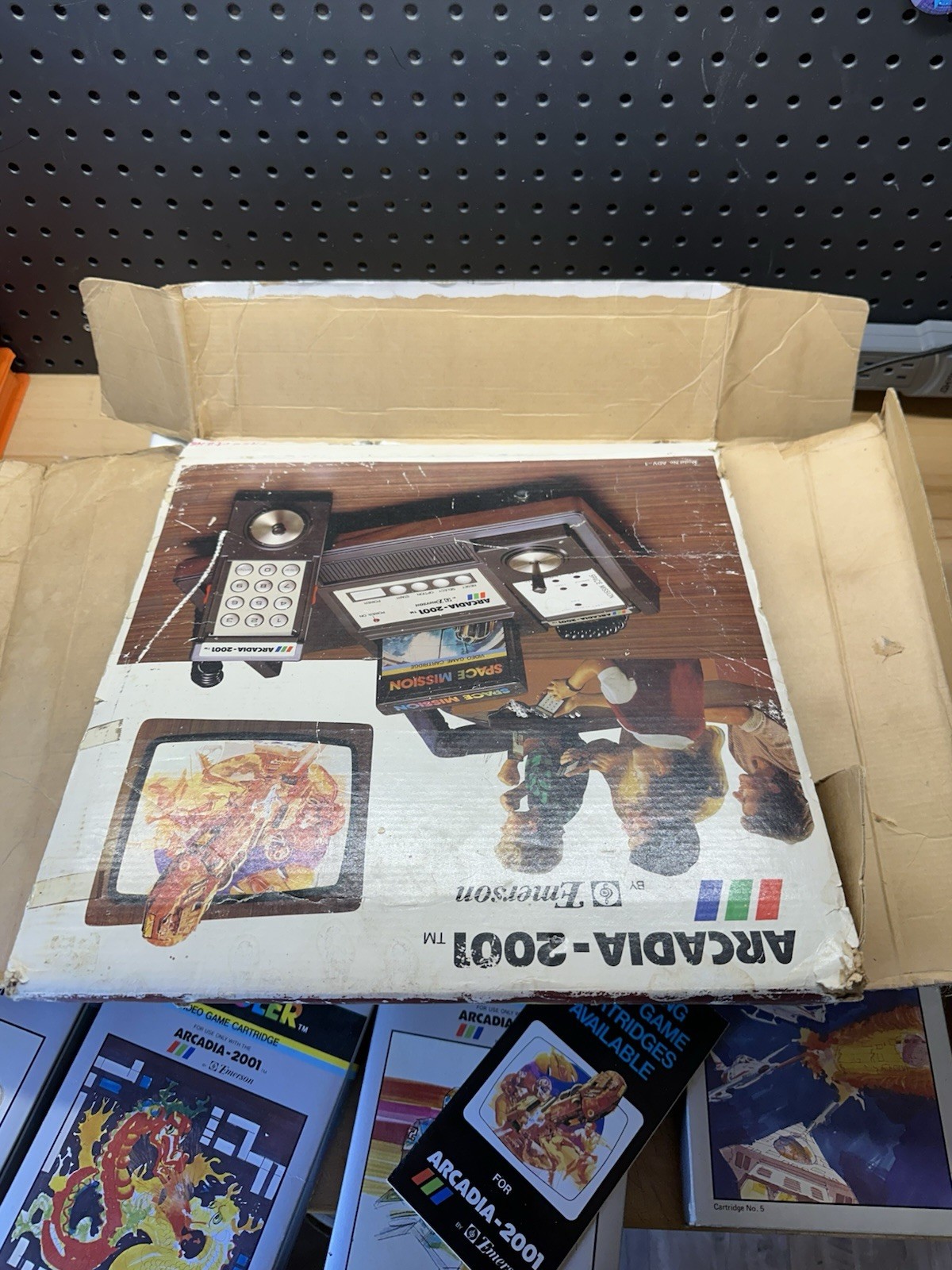 Emerson Arcadia 2001 Video Game Console (1982) Rare CIB with 5 Games BOX WEAR