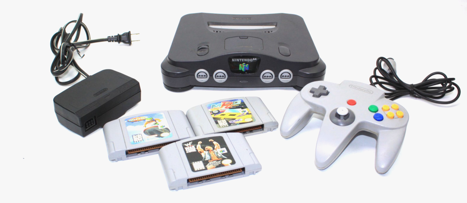 Nintendo 64 N64 Console NUS-001 w/ 3 Games Wave Race – MRC – WF War Zone