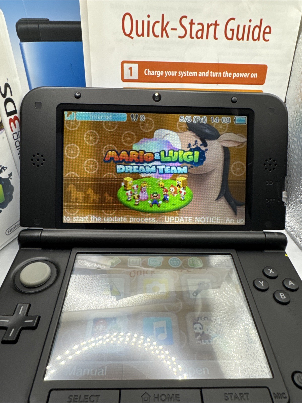Nintendo 3DS XL Handheld Console SPR-001 Blue/Black USA Complete in Box +2 games