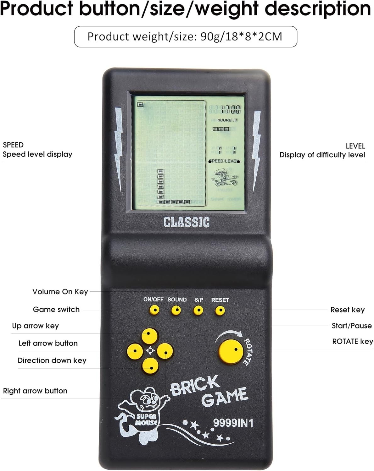 Ergonomic 3.5-Inch Retro Gaming Console with 23 Classic Games & Adjustable Speed