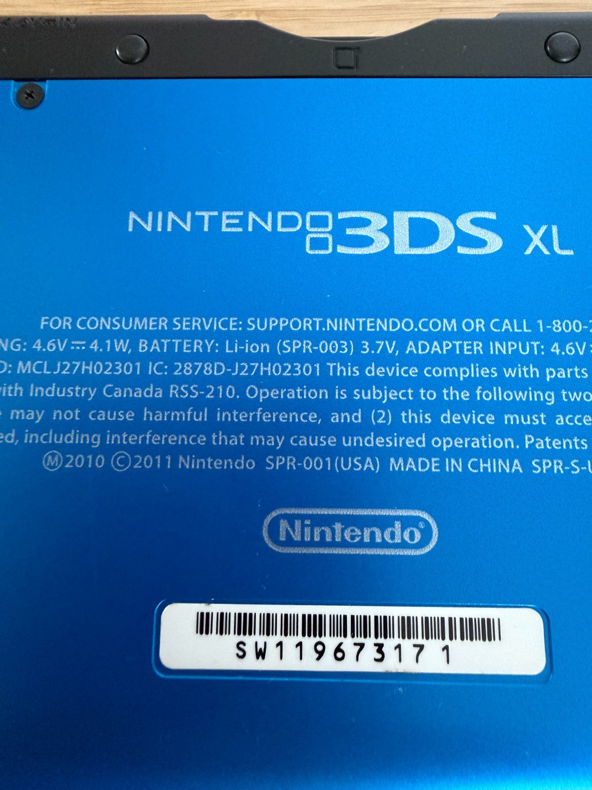 Nintendo 3DS XL Blue Handheld System 4GB (SPR-001) with 4 Games *TESTED* CLEAN!