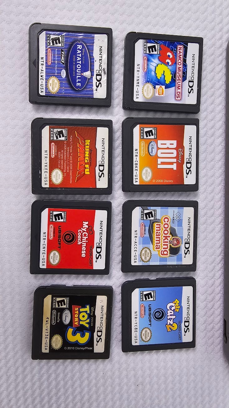 Nintendo DSi XL Bronze Handheld Console Bundle 8 Games OEM Charger Tested