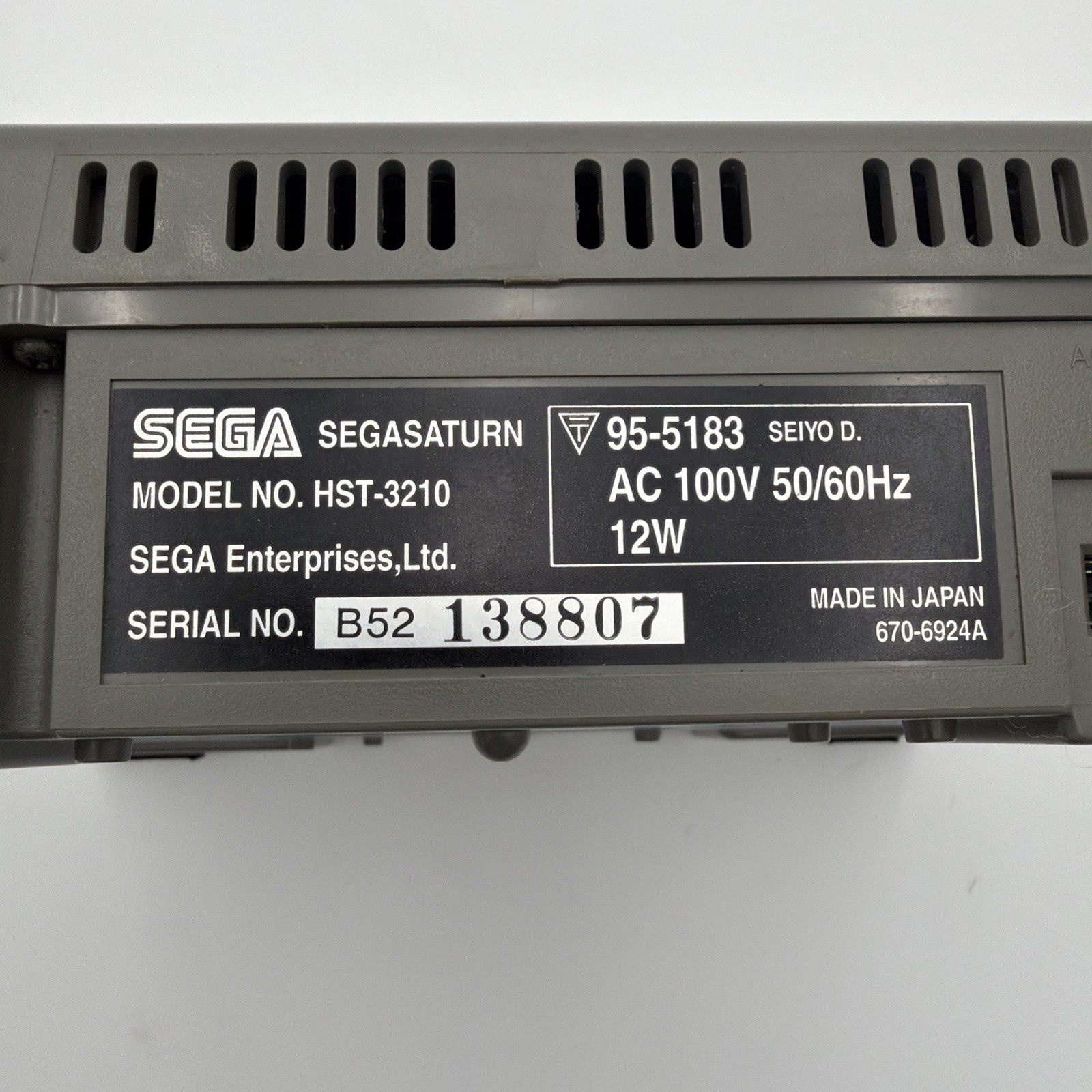 Japanese Sega Saturn Console HST-3200 AS-IS Working, Sporadic CD Read