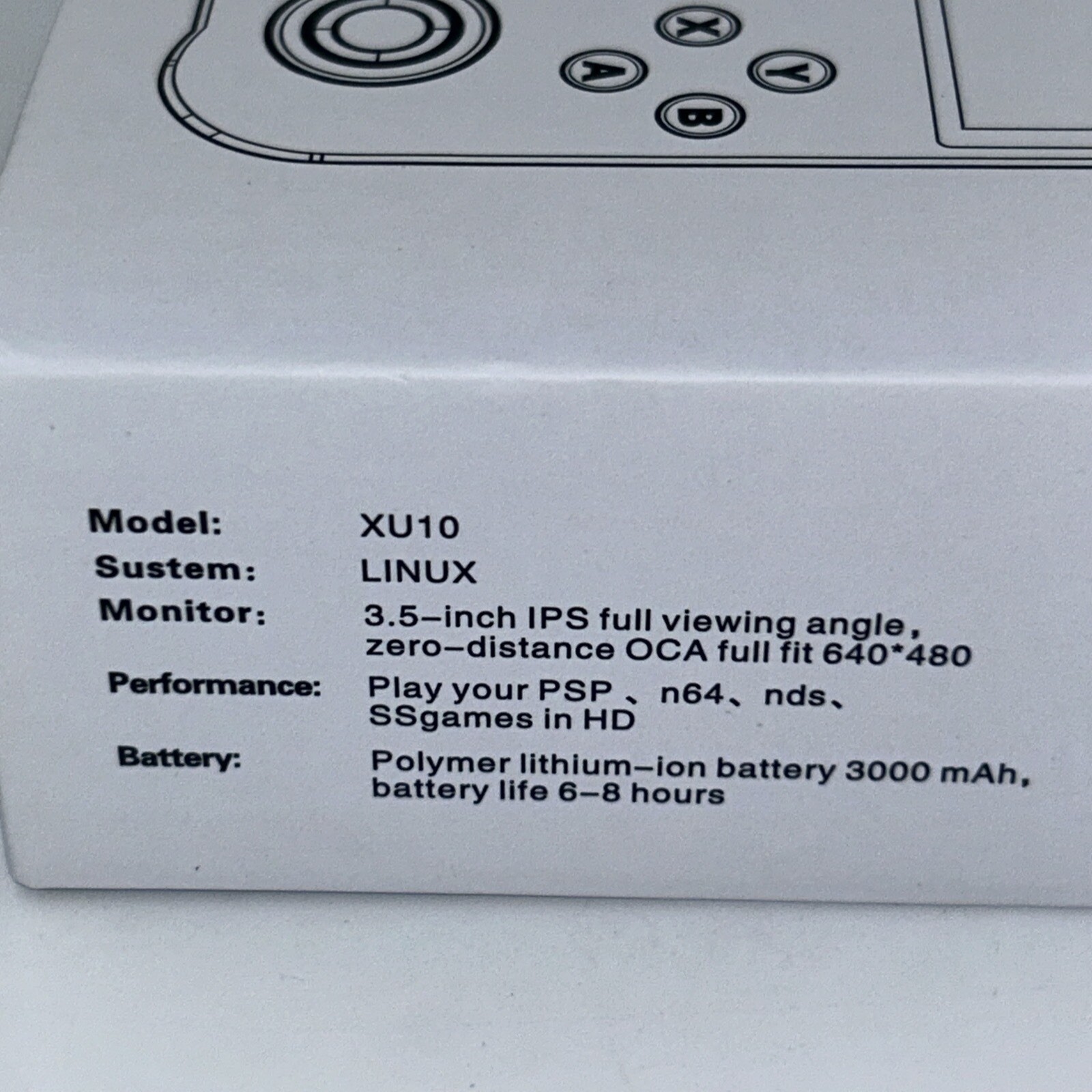 XU10 * RK3326S 64bit A35 3.5inch * IPS Handheld Game Console * NEW * Gray