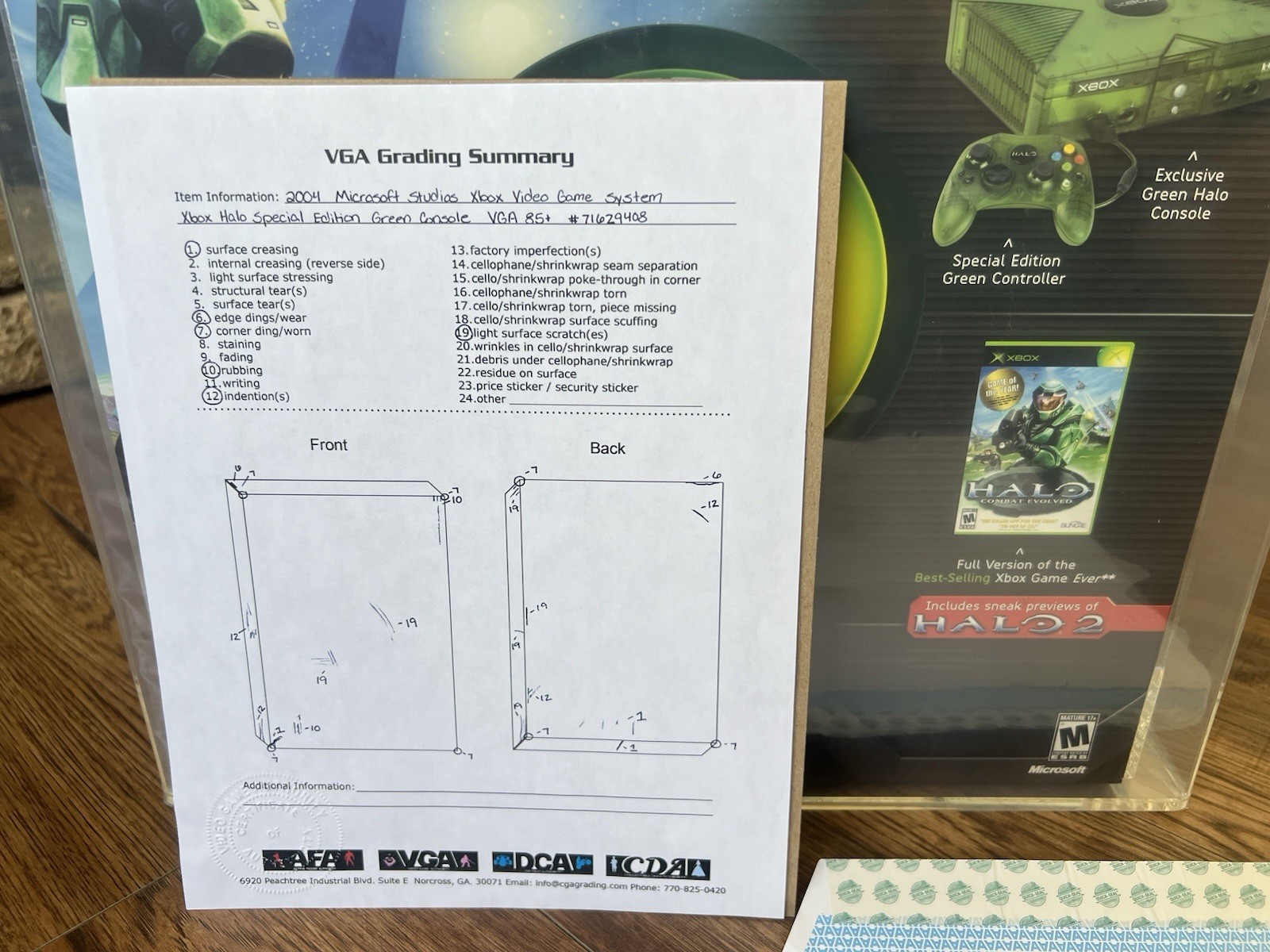 VGA 85+ Microsoft Xbox Halo Green Special Edition Sealed Console (2004)