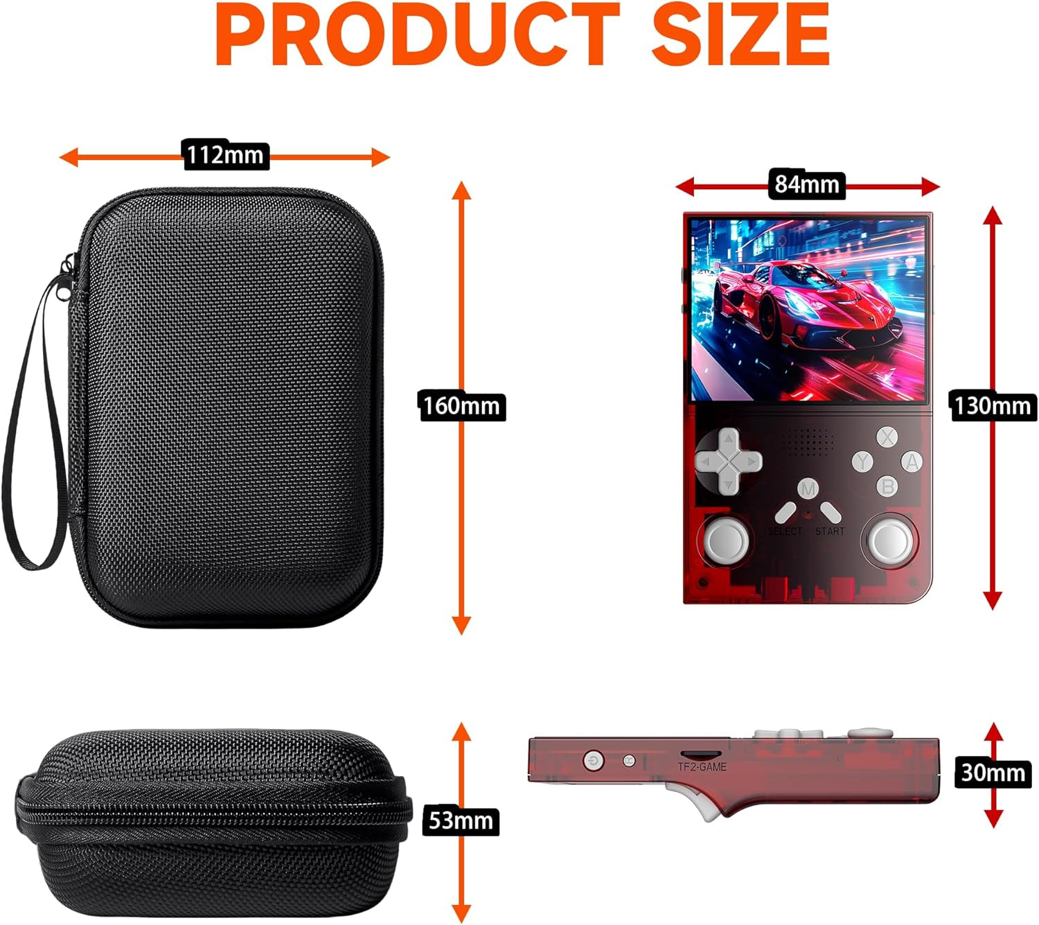 R40 Retro Handheld Game Console with Storage Case – Open Source System,3.5″ IPS