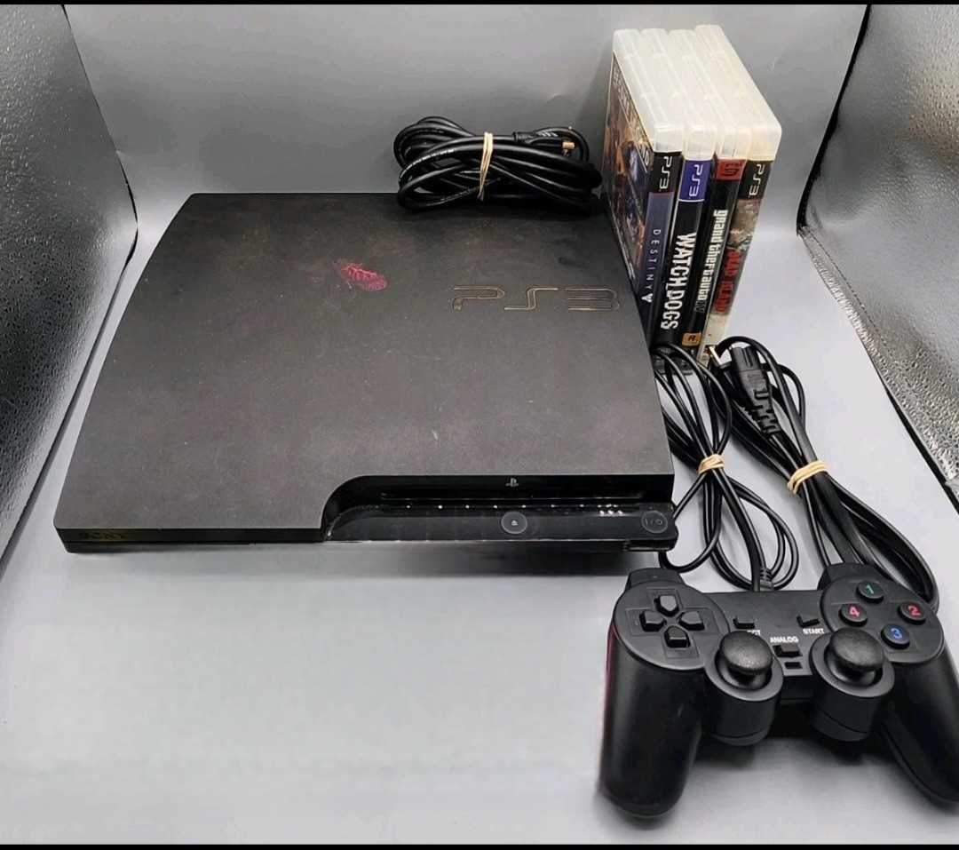 PLAYSTATION 3 System 320GB PS3 SLIM Console Lot Bundle w 4 Games & Controller