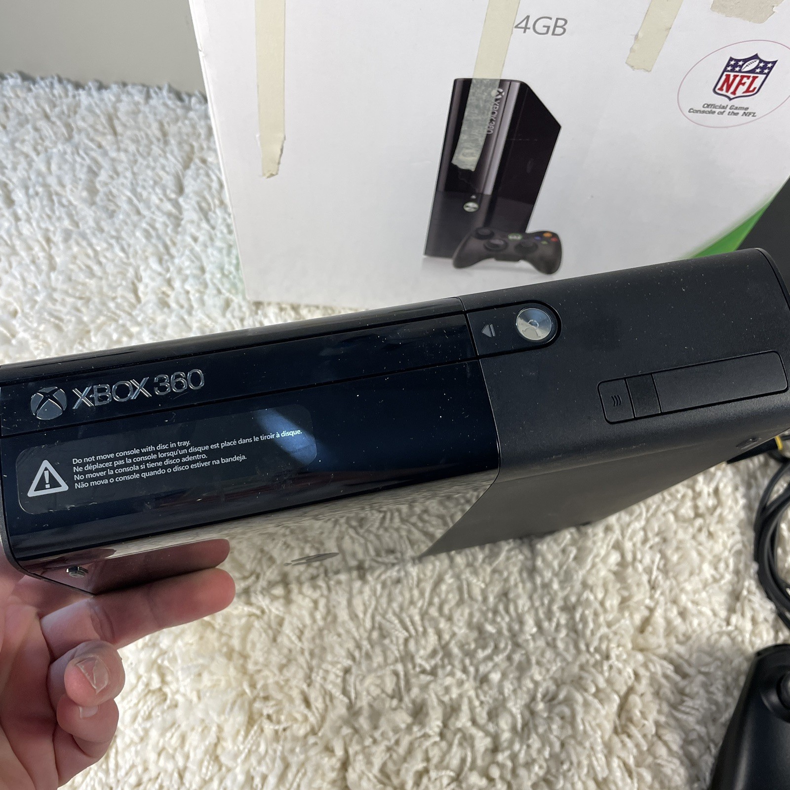 Microsoft Xbox 360 E 4GB Black Console 5 Games Complete in Box CIB Tested