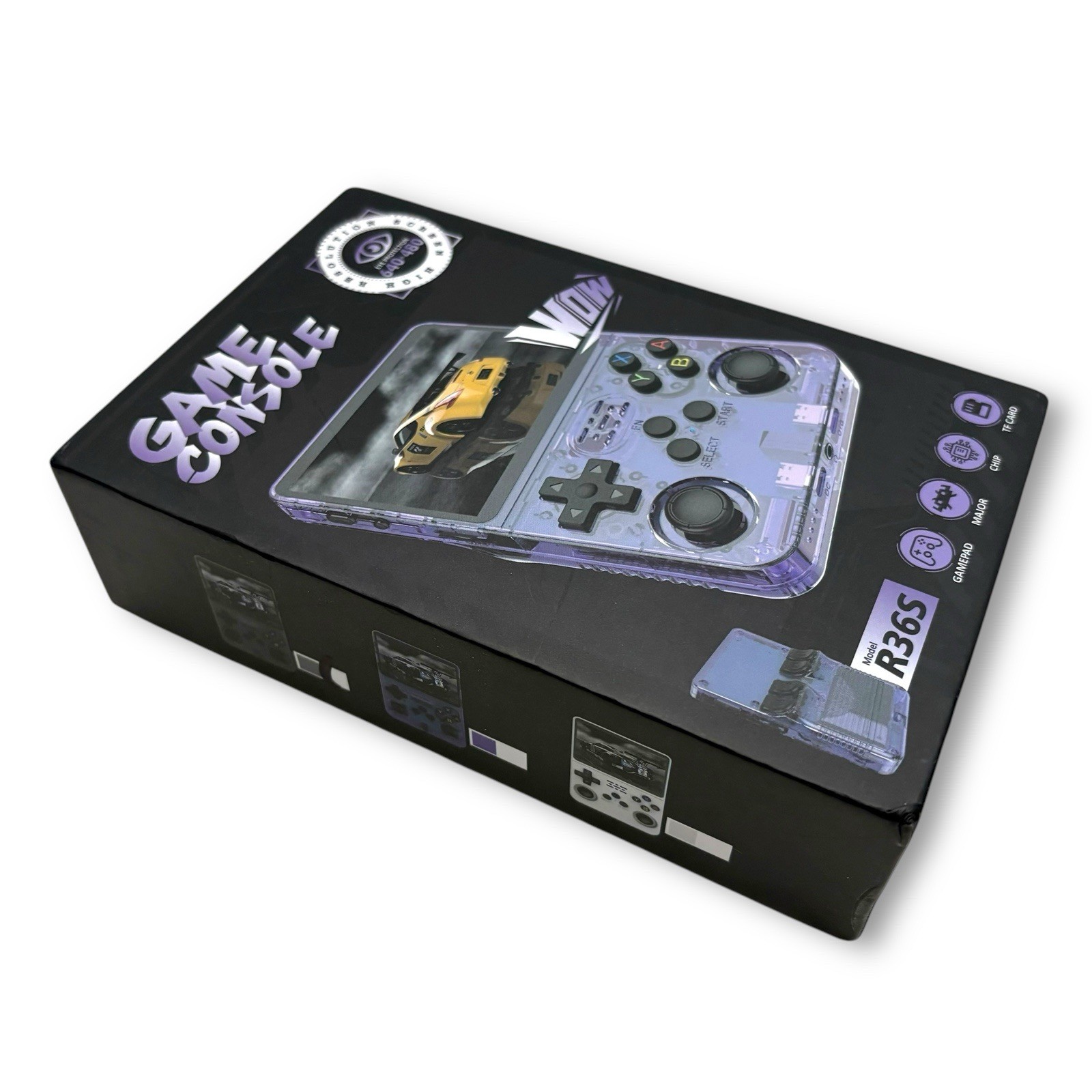 r36s Retro Handheld Video Game Console 64GB Linux System 3.5 Inch IP Black