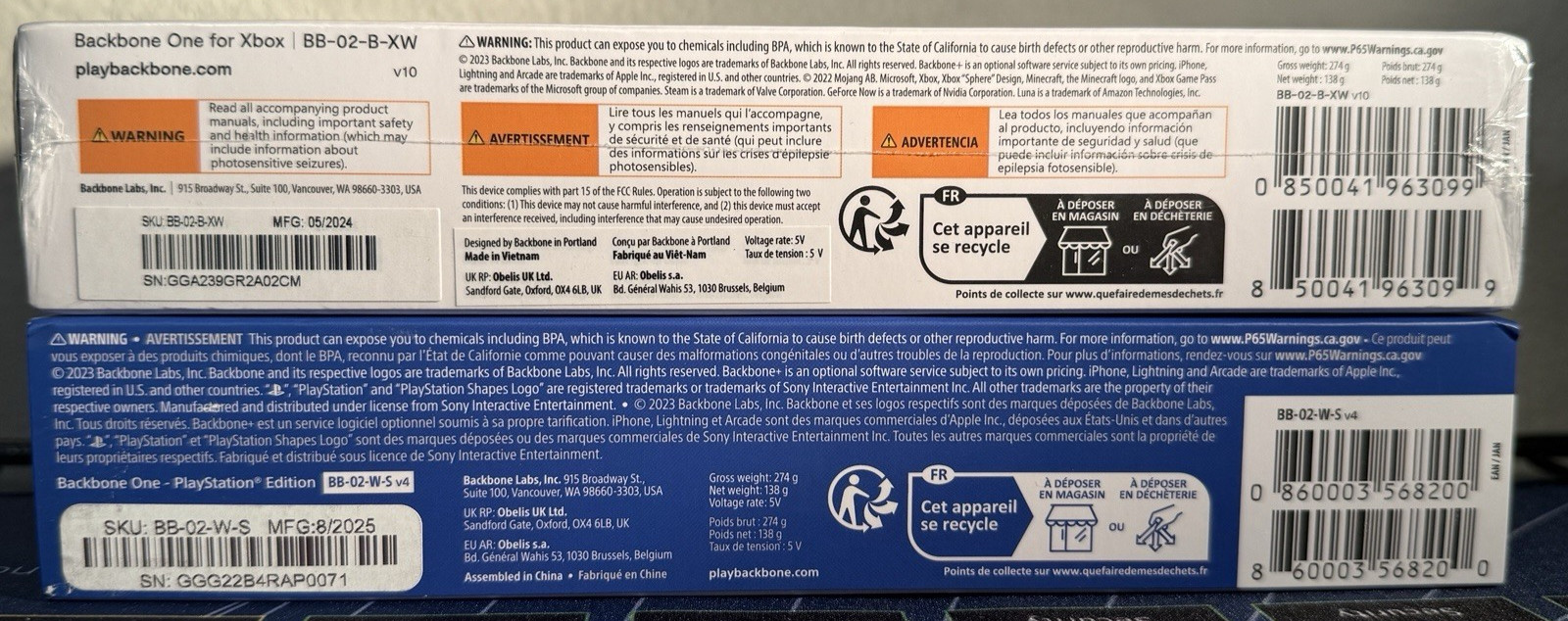 Backbone One for XBOX & PlayStation NIB Sealed for iPhone Lightning Black&White