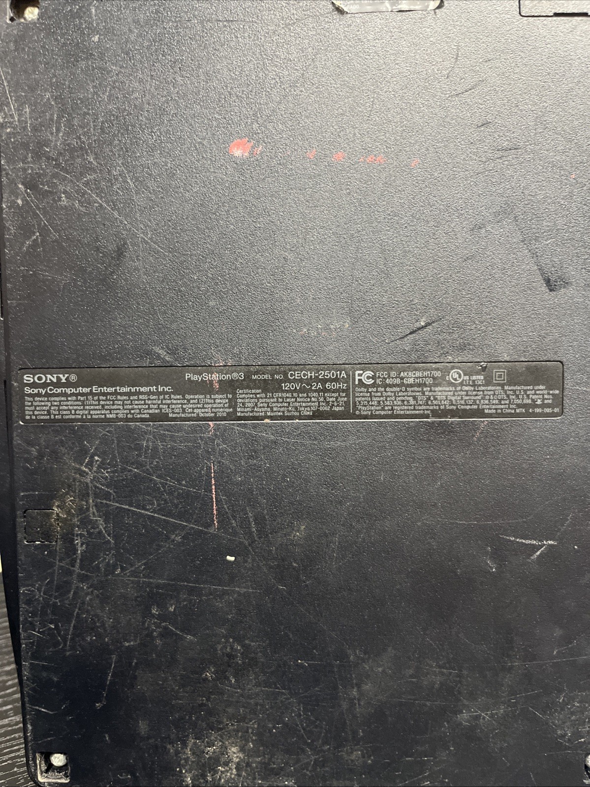 Sony PlayStation 3 Slim CECH-2501A 160gb Console With Cords For Parts (T38)