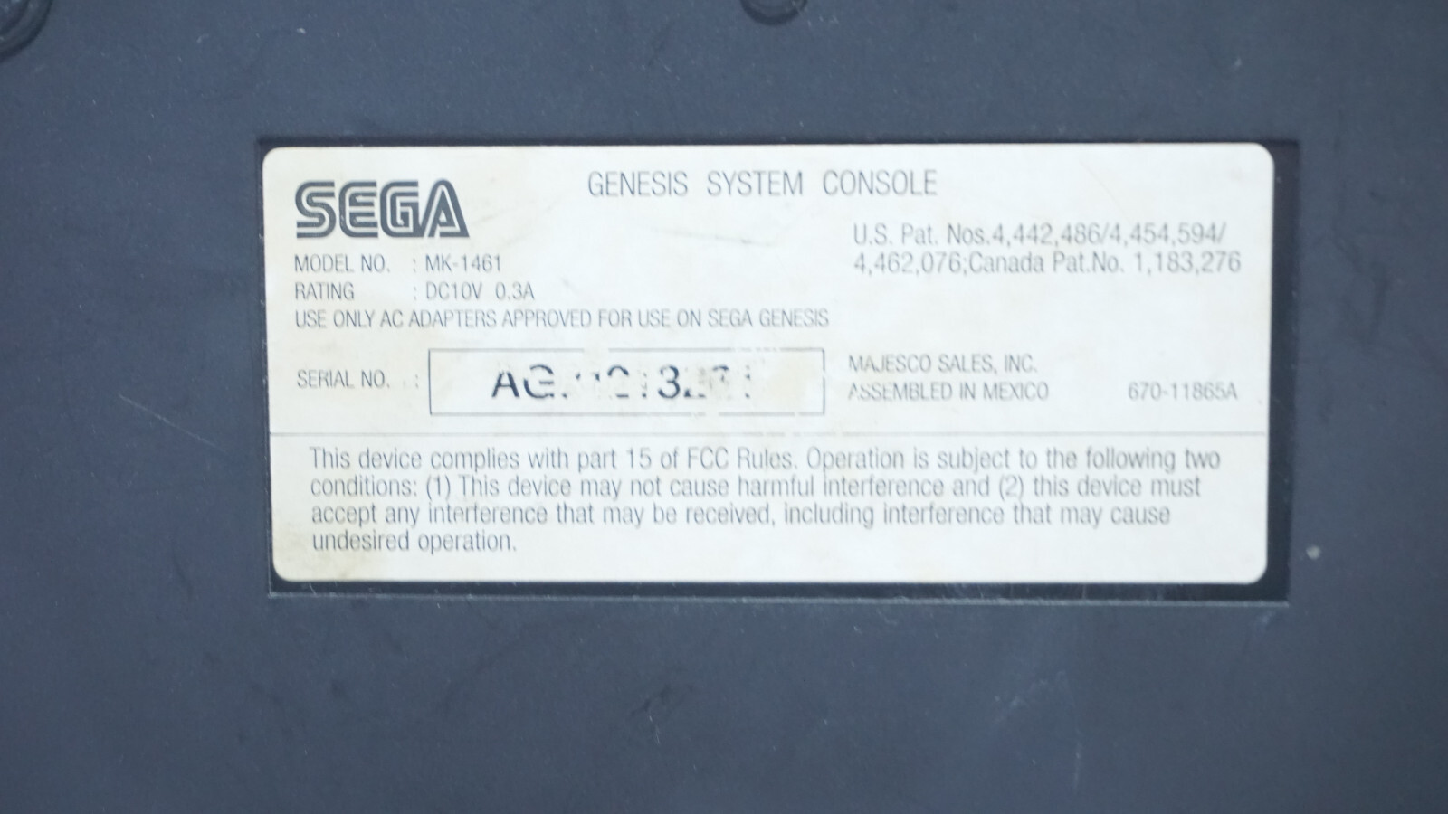 SEGA Genesis Model III 3 MK-1461 Console with RF Wire, Power Cord, & Controller