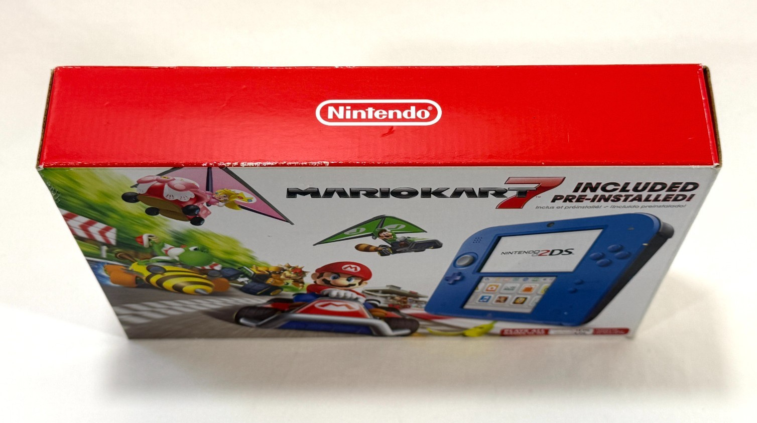 Nintendo 2DS Mario Kart 7 Pre-Installed Electric Blue 2 in Box w/Charger & Cards