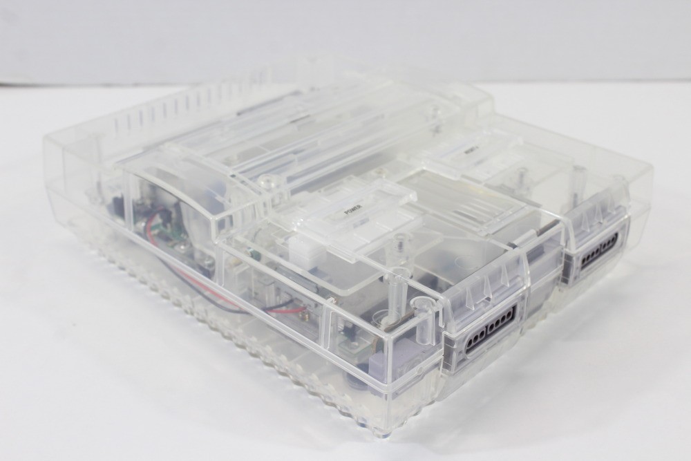 Super Nintendo Transparent Crystal Clear Console SNES SFC Convert AV AC Adapter