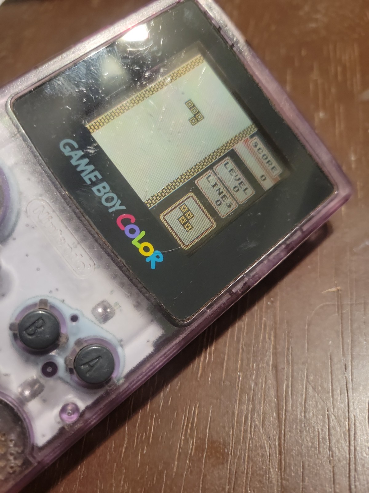 Nintendo Game Boy Color CGB-001 Clear Purple, GOOD, BUNDLE W/TETRIS, SEE PICS