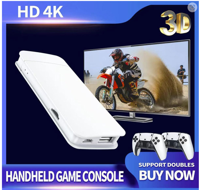 Retro Game Console 20000+ Games 4K HDMI Stick 2 Wireless Controllers Plug Play;