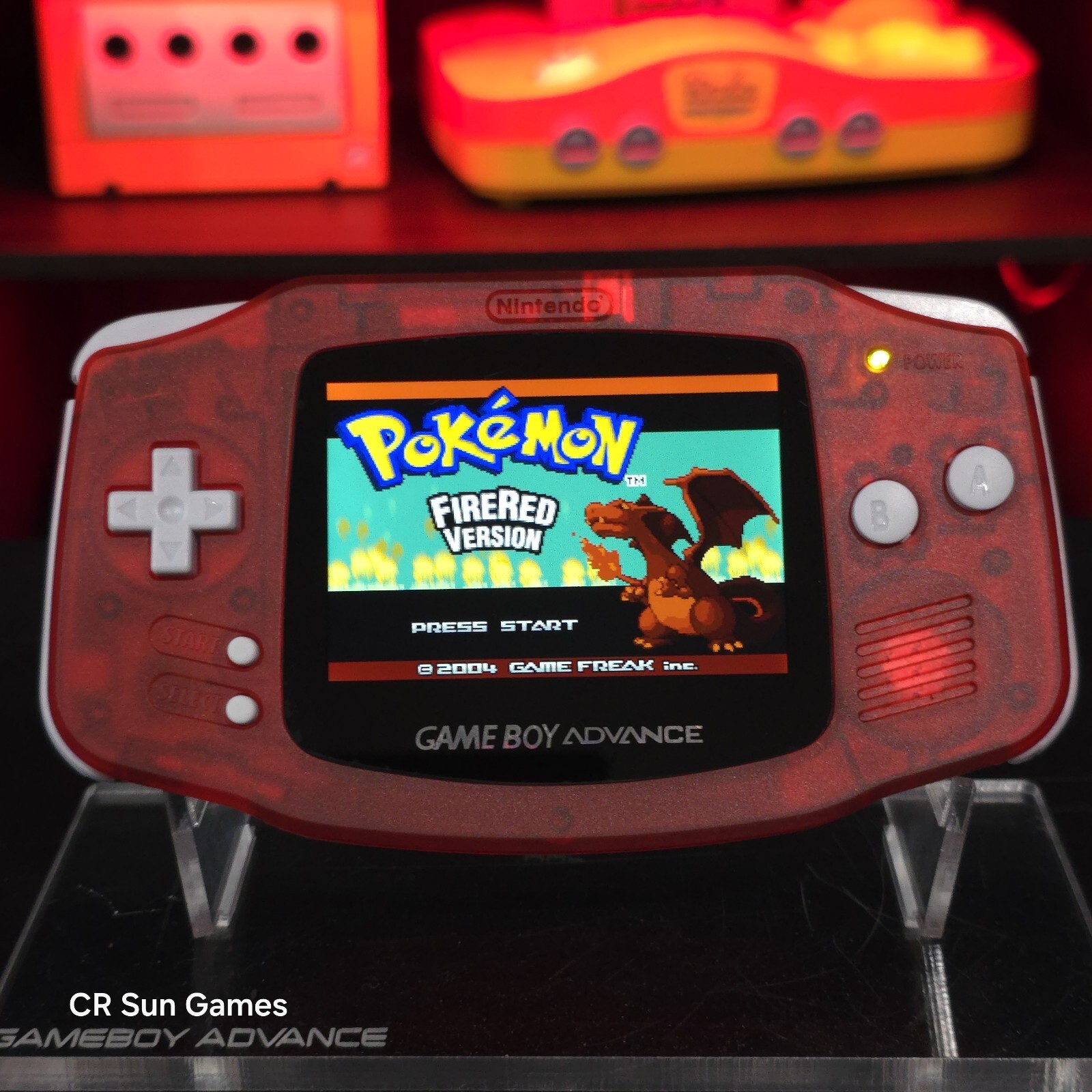 Clear Red Game Boy Advance GBA iPS V5 USB-C 1800 mAh Rechargeable Battery
