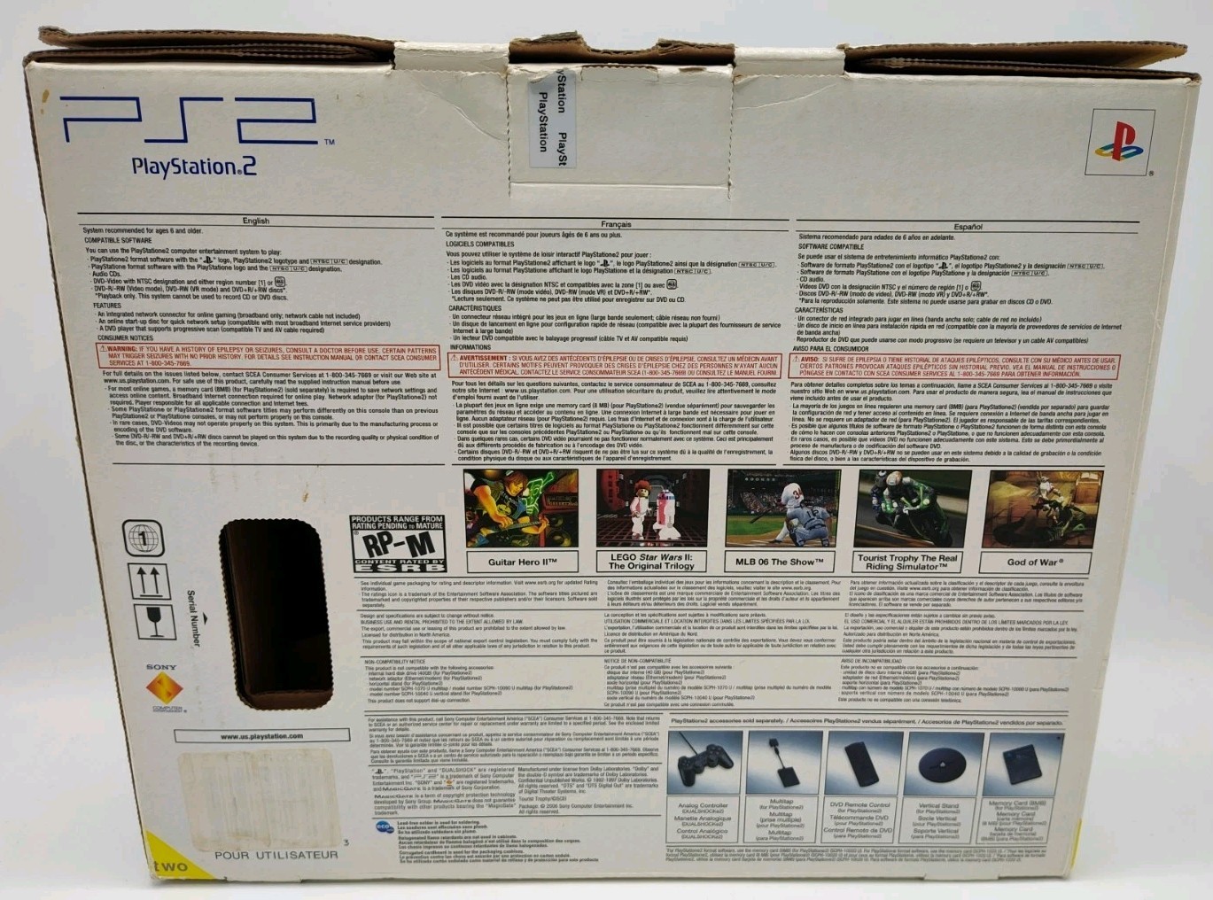 Sony Playstation 2 Console Slim SCPH-77001 Box ONLY + Cardboard + Case Protector