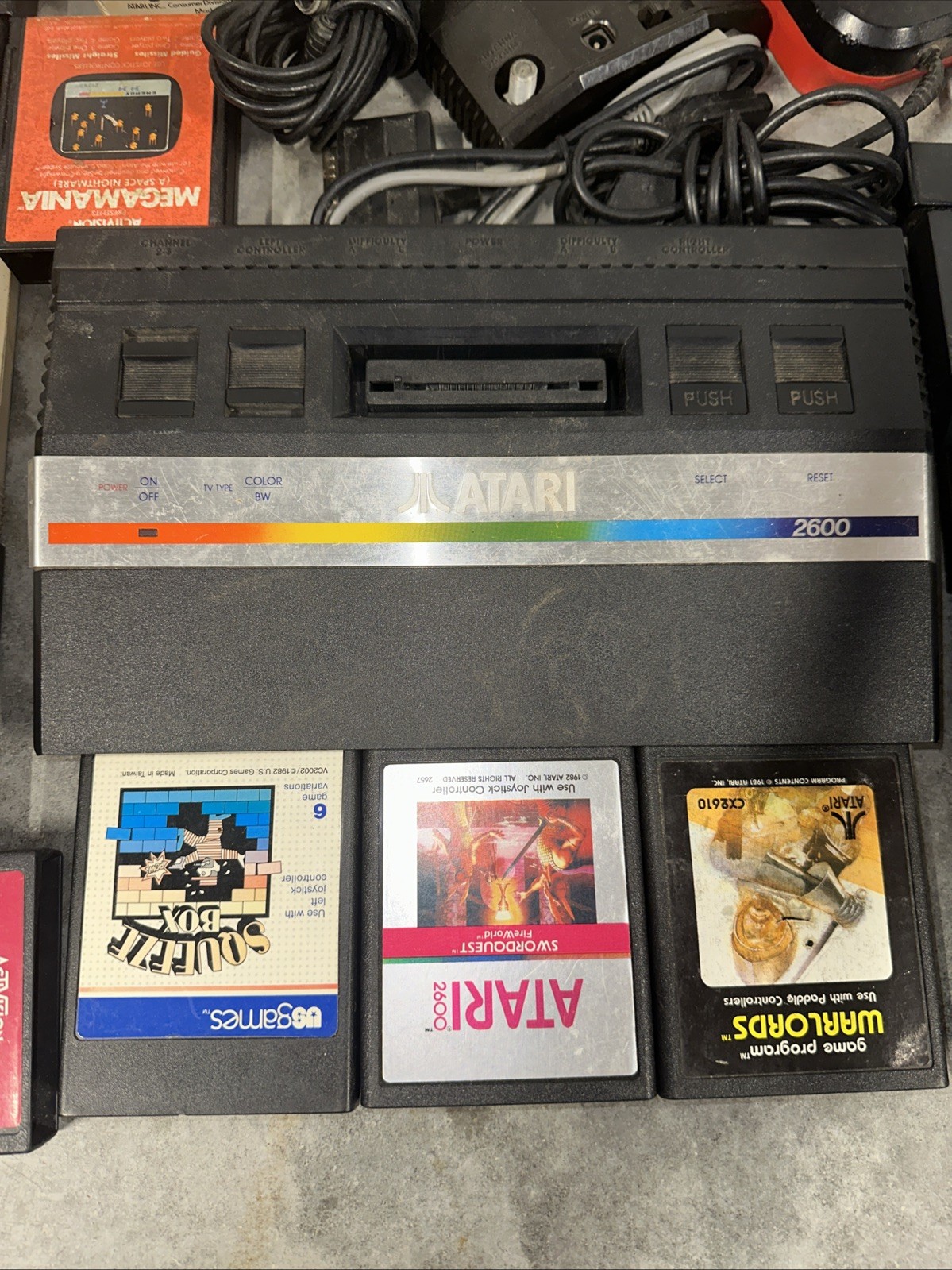 Atari 2600 Junior Jr Console System Bundle 21 Games 7 Joystick Lot Untested