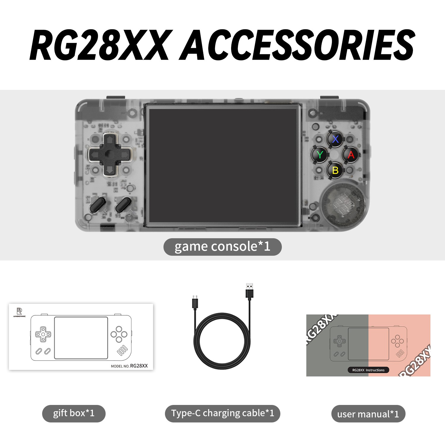 ANBERNIC RG28XX Handheld Game Console Retro 2.83-inch Screen Video Game Player