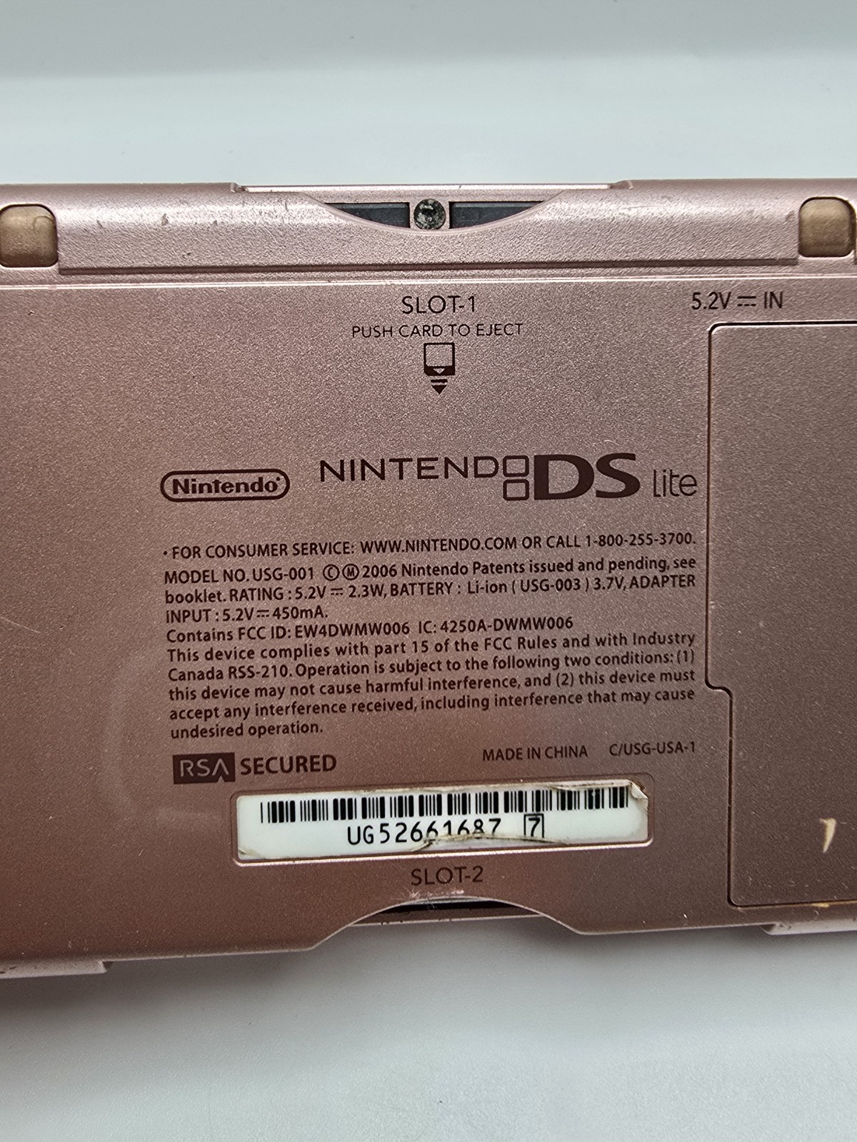 Nintendo DS Lite USG-001 Console Metallic Rose Console w/Charger – TESTED