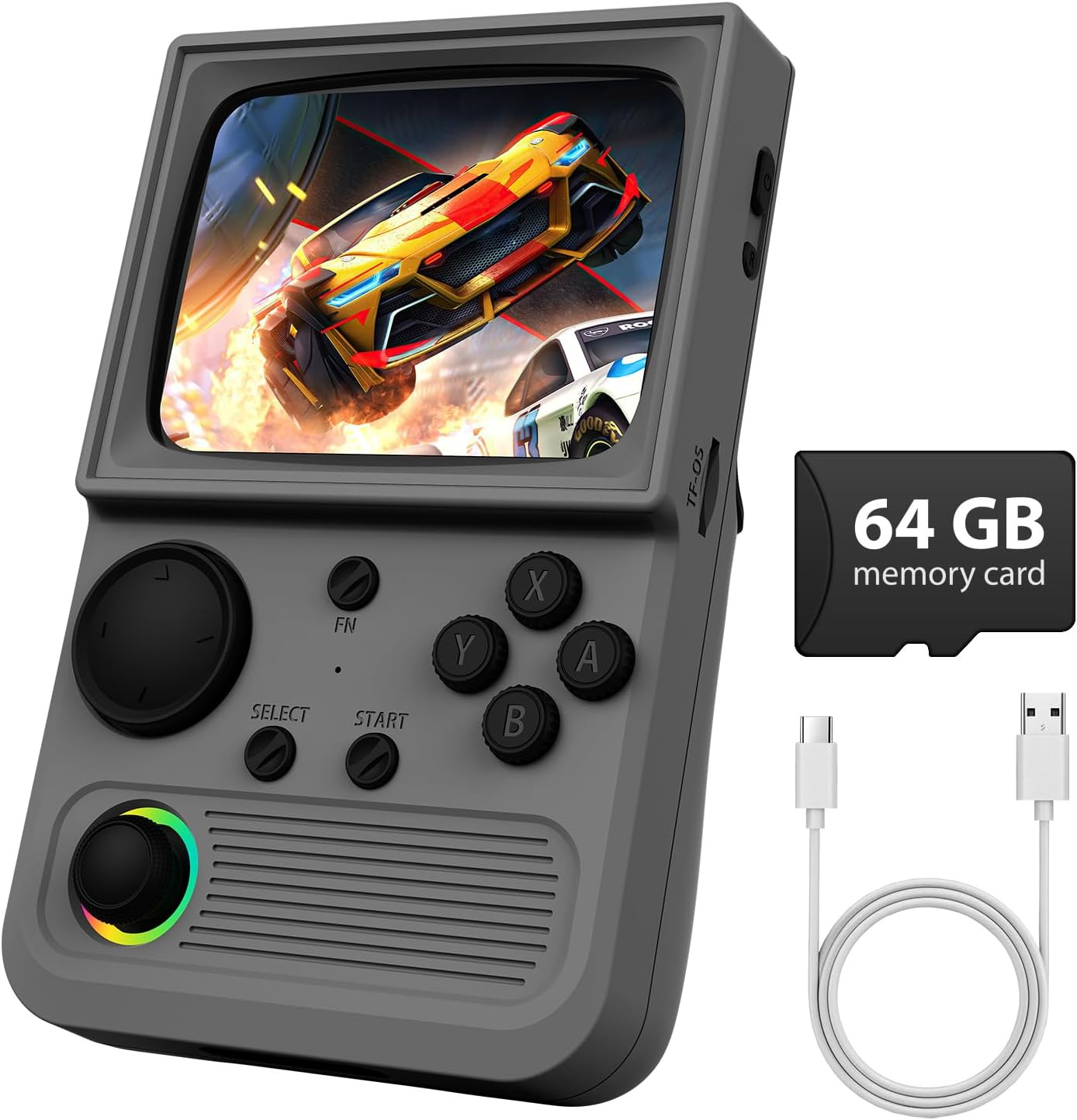 R36T Retro Game Console, Handheld Game Console with 3.5In IPS HD Screen, Video G
