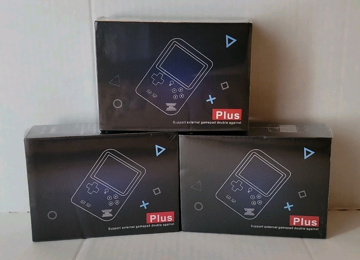 Game Box Plus Lot (1 Black, 2 White) 3in LCD Handheld Video Game System Sealed
