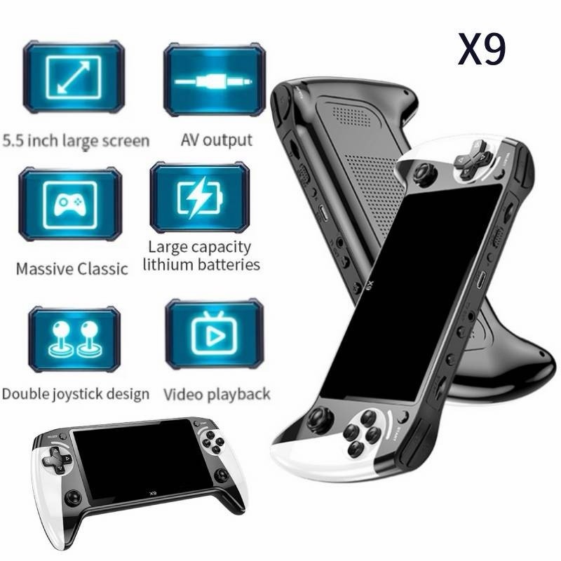 X9 Handheld Game Console 8G 2000+ Games 5.5 Inch 1500mAh Retro Video Game Player