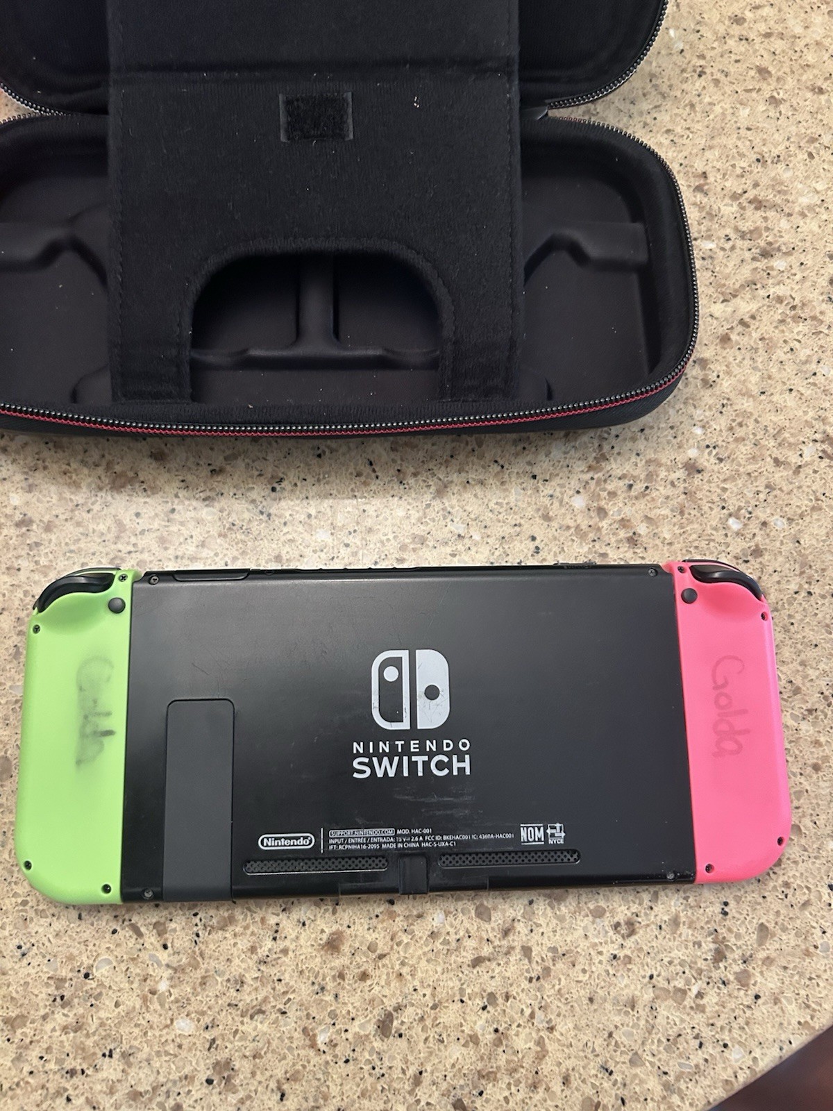 Nintendo Switch HAC-001 Console 32GB 720p Pink/Green Joy-Con Working Fully Wiped