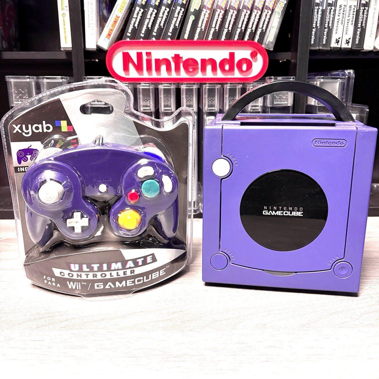 Indigo Nintendo GameCube Console Bundle System w New Purple Controller & Hookups