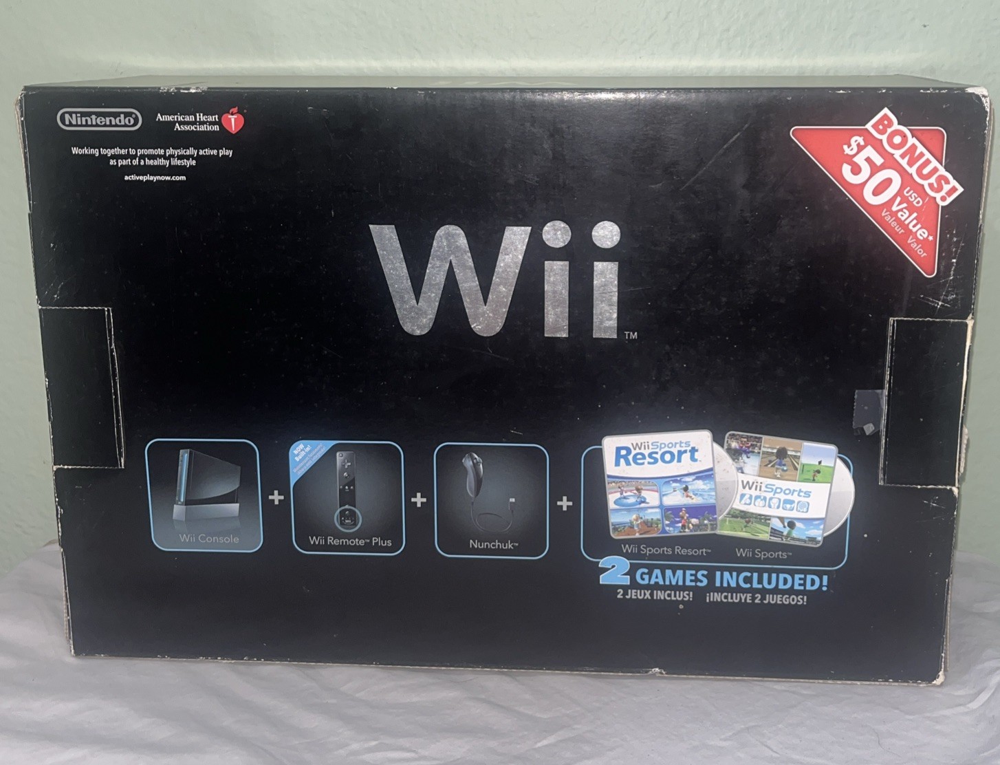 Nintendo Wii Console Bundle RVL-001 Black. Two Remotes, 3 Games With All Cords.