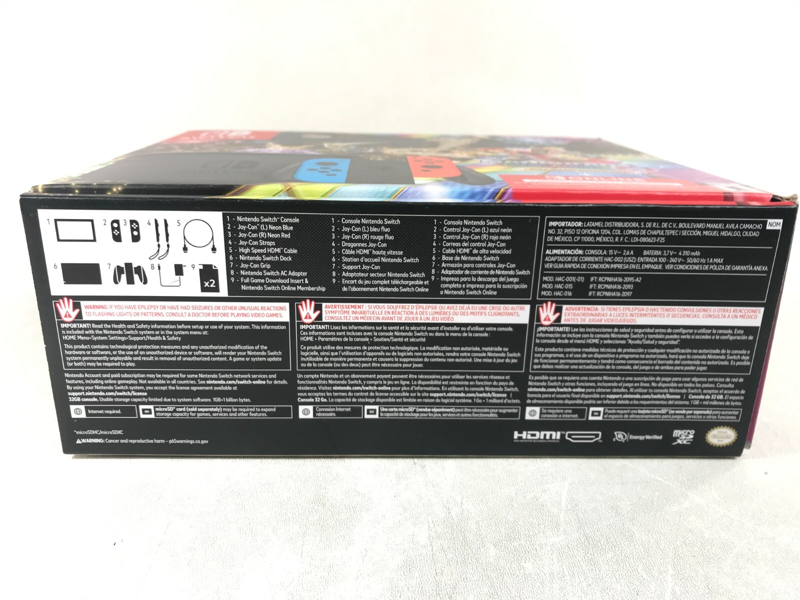 Nintendo Switch Console & Mario Kart 8 Deluxe & Blue Red Controls Free Online 3m