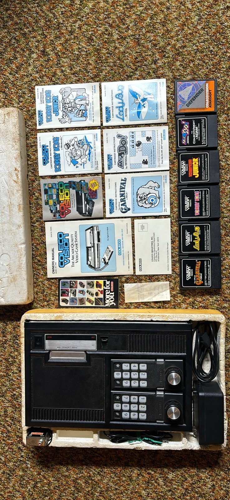 Coleco ColecoVision Console with Games and Manuel’s Original Stereo Foam Box