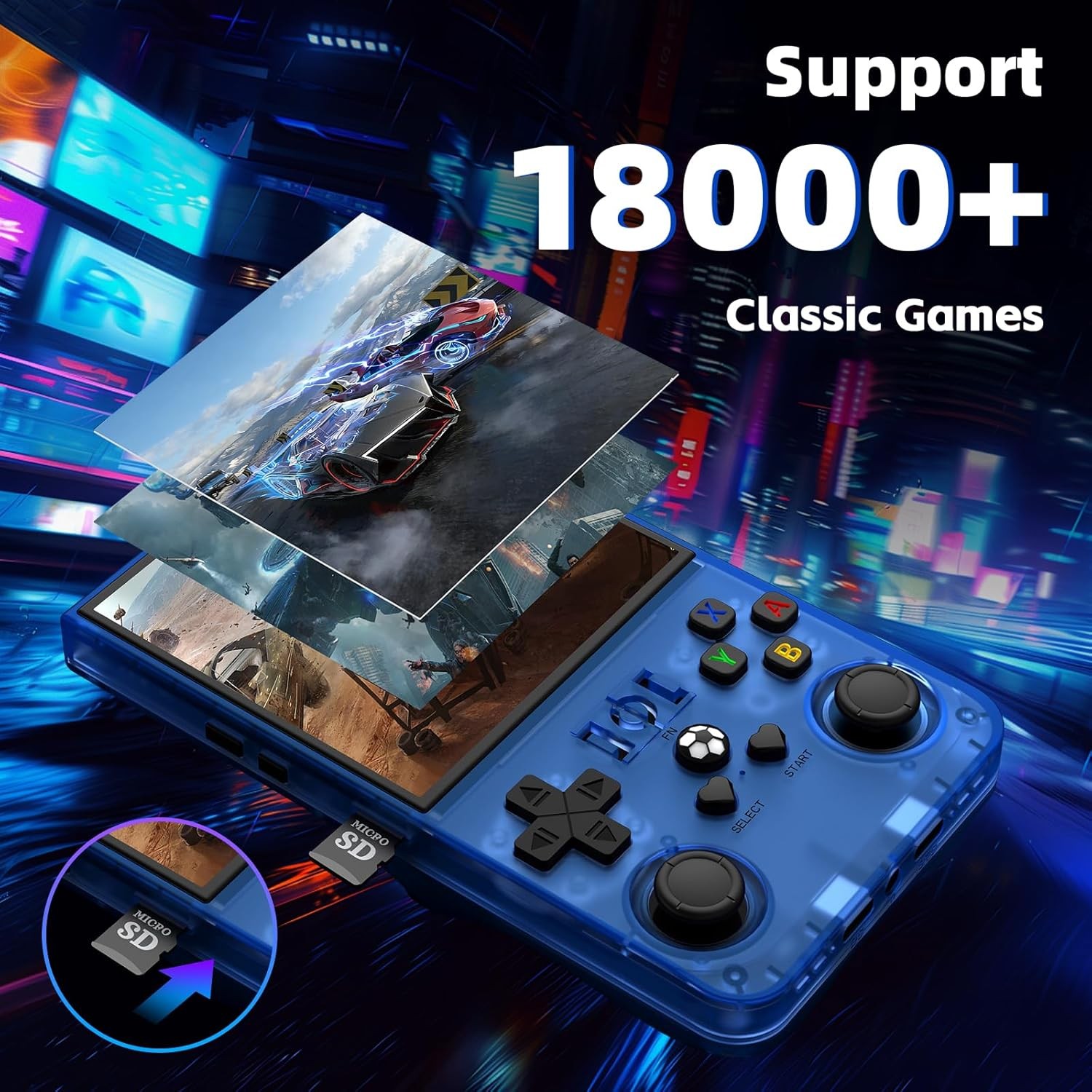 R36MAX Linux Handheld 4.0 IPS 4000mAh Blue 18000 Games